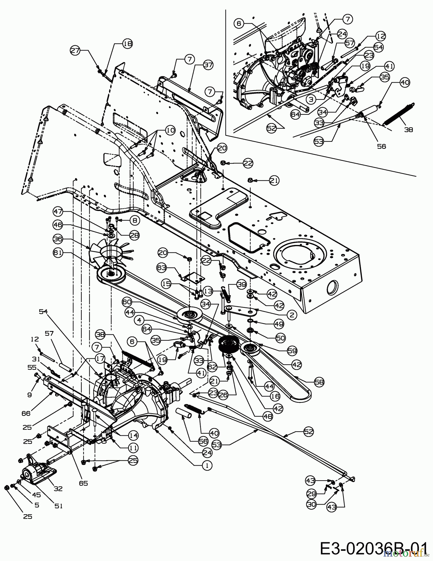  Bolens ältere Modelle Rasentraktoren BL 175/92 H 13A3491E684  (2007) Fahrantrieb