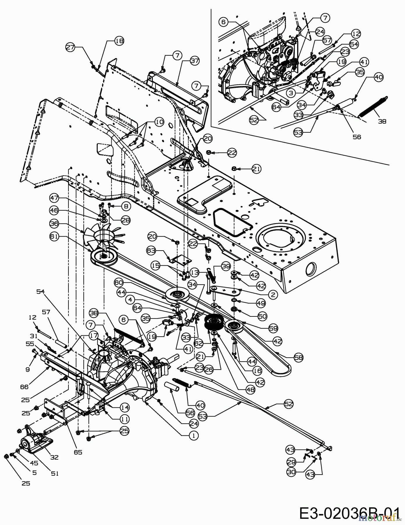  MTD ältere Modelle Rasentraktoren JE 135 H 13AH493E676  (2007) Fahrantrieb