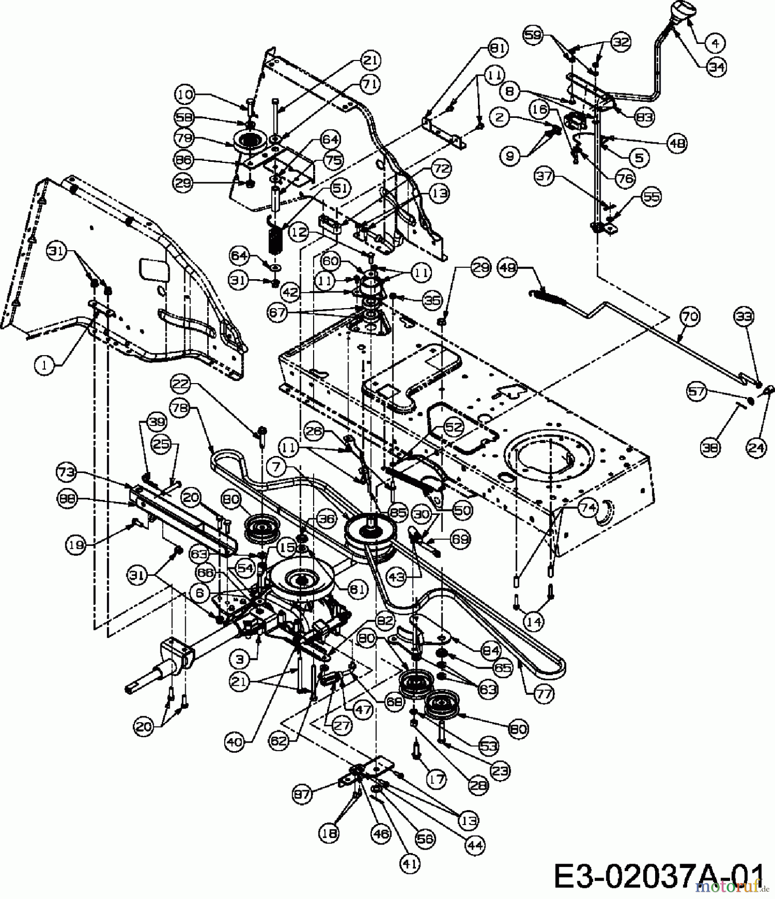  MTD ältere Modelle Rasentraktoren JE 135 A 13AA488E678  (2004) Fahrantrieb