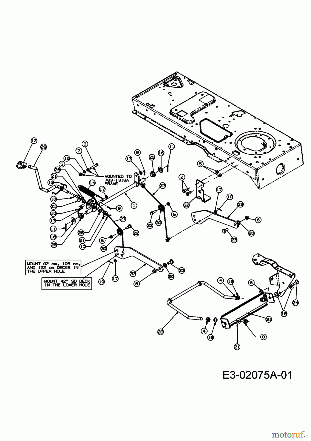  Bolens ältere Modelle Rasentraktoren BL 155/92 A 13A3481E684  (2007) Mähwerksaushebung