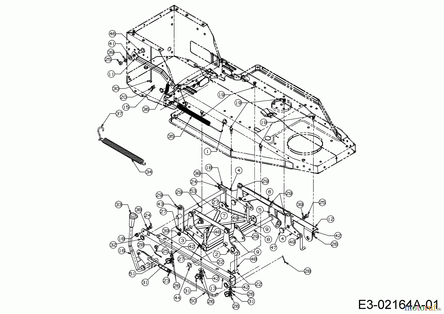  MTD ältere Modelle Rasentraktoren RS 115/96 B 13DC470F600  (2004) Mähwerksaushebung