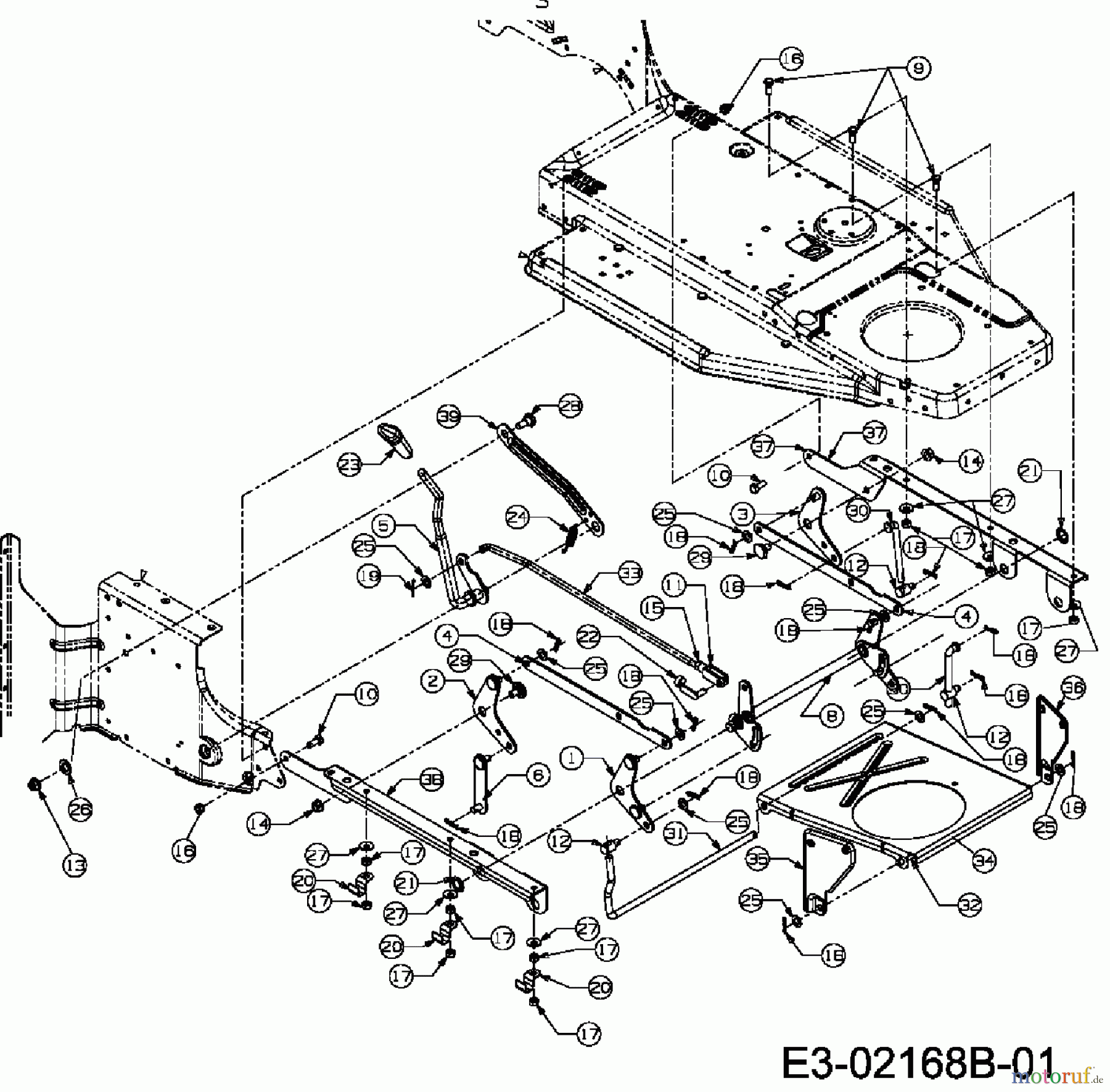  MTD ältere Modelle Rasentraktoren RH 125/92 13D1452E600  (2007) Mähwerksaushebung