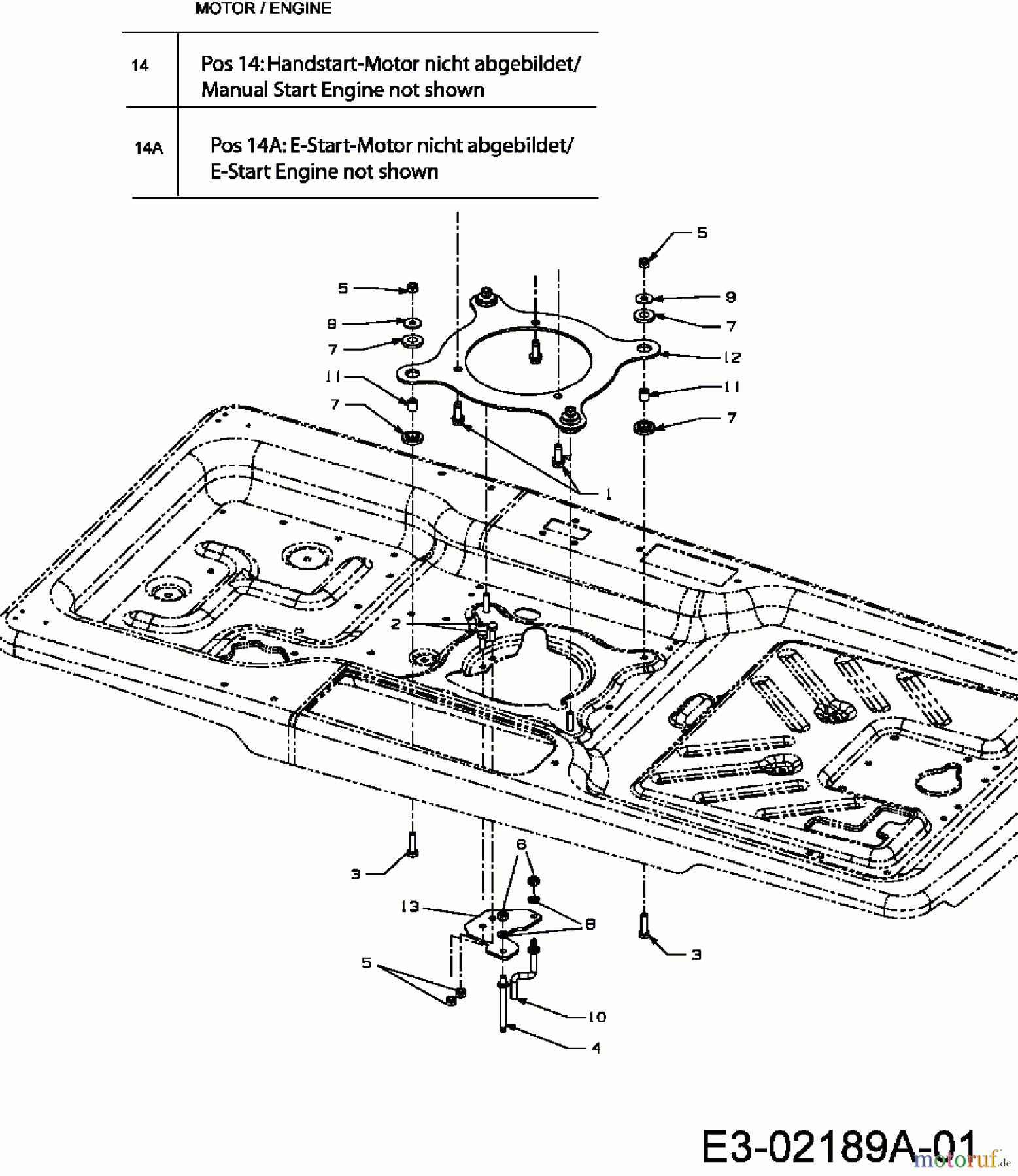  MTD ältere Modelle Rasentraktoren Pinto E-Start 13B5065-678  (2006) Motorbefestigung