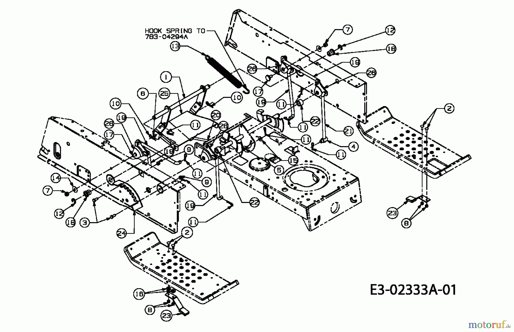  MTD ältere Modelle Rasentraktoren RS 115/96 13AH662F600  (2004) Mähwerksaushebung