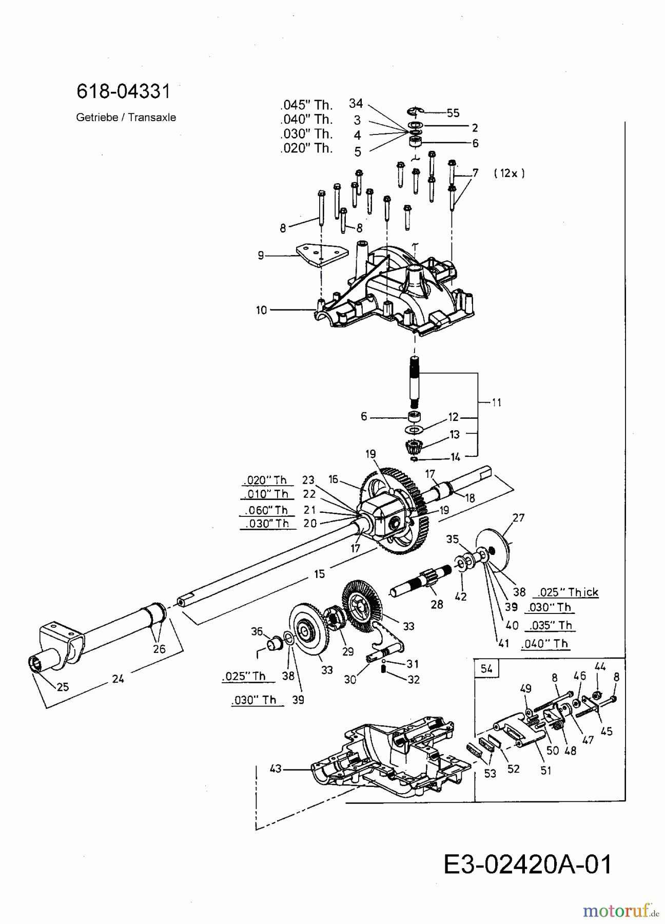  Bolens ältere Modelle Rasentraktoren BL 175/105 A 13A3481N684  (2007) Getriebe 618-04331