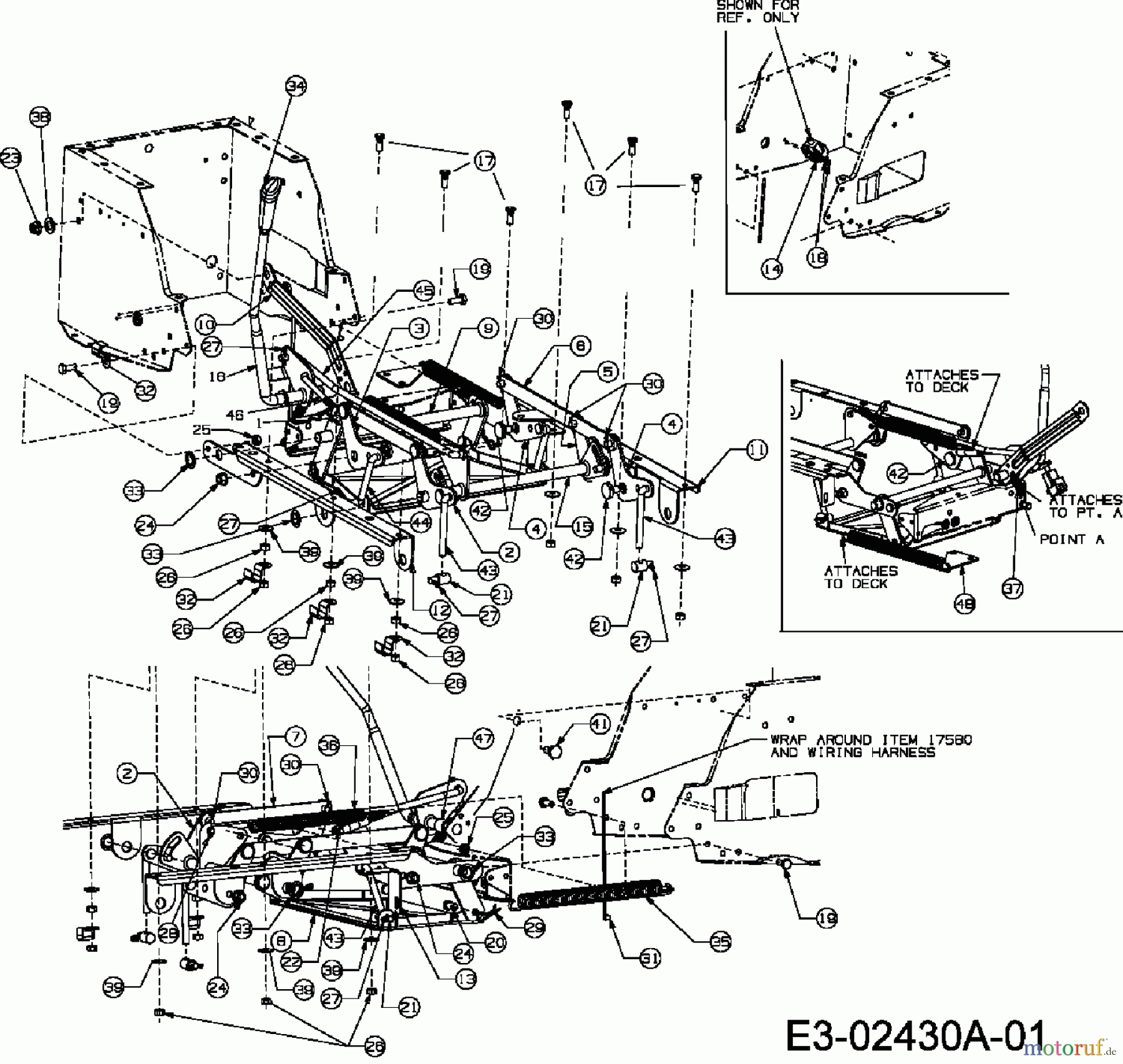  Bolens ältere Modelle Rasentraktoren BL 125/76 T 13D1471C484  (2007) Mähwerksaushebung