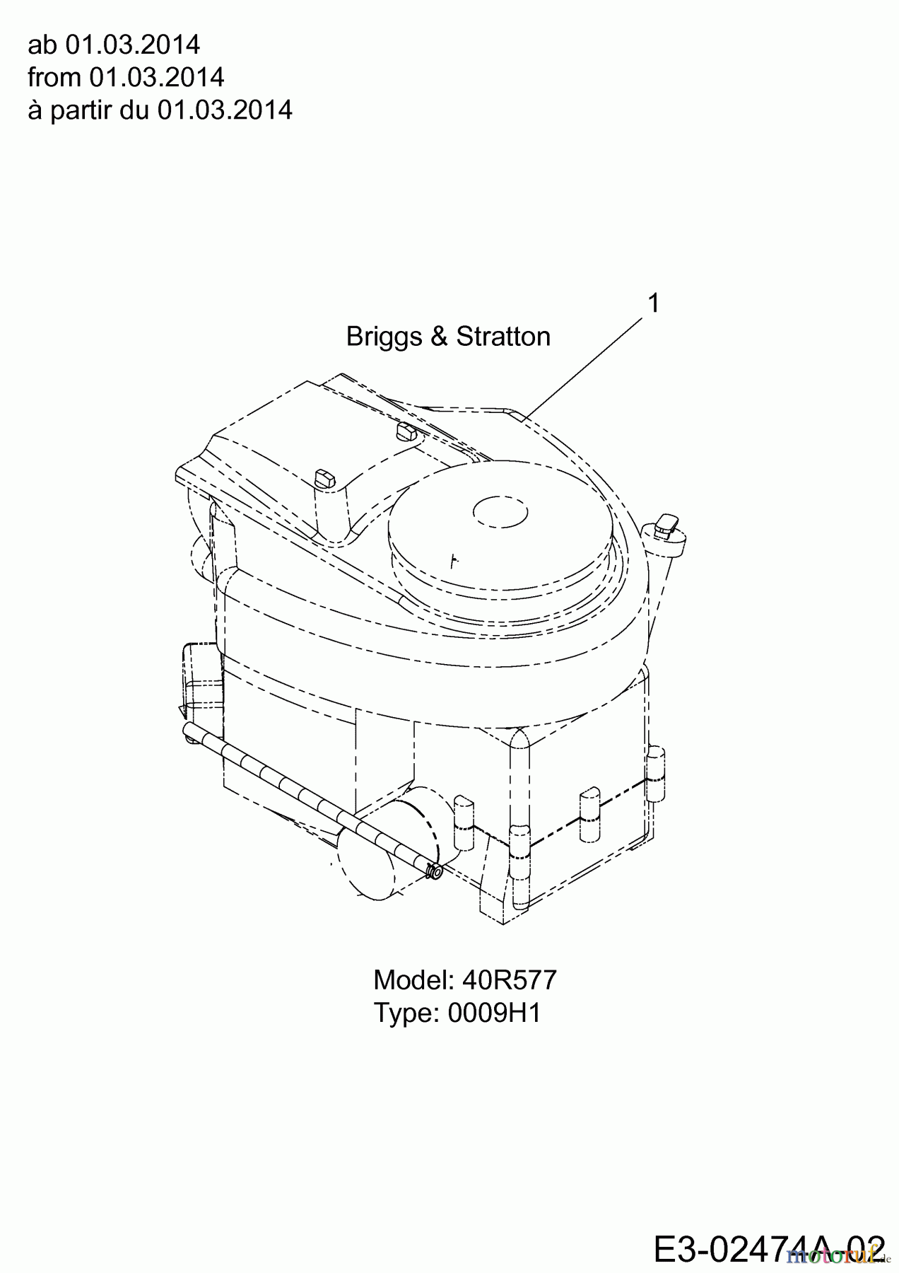 Wolf-Garten Rasentraktoren Blue Power 92.160 H 13HT71RE650 (2014) Motor Briggs & Stratton ab 01.03.2014