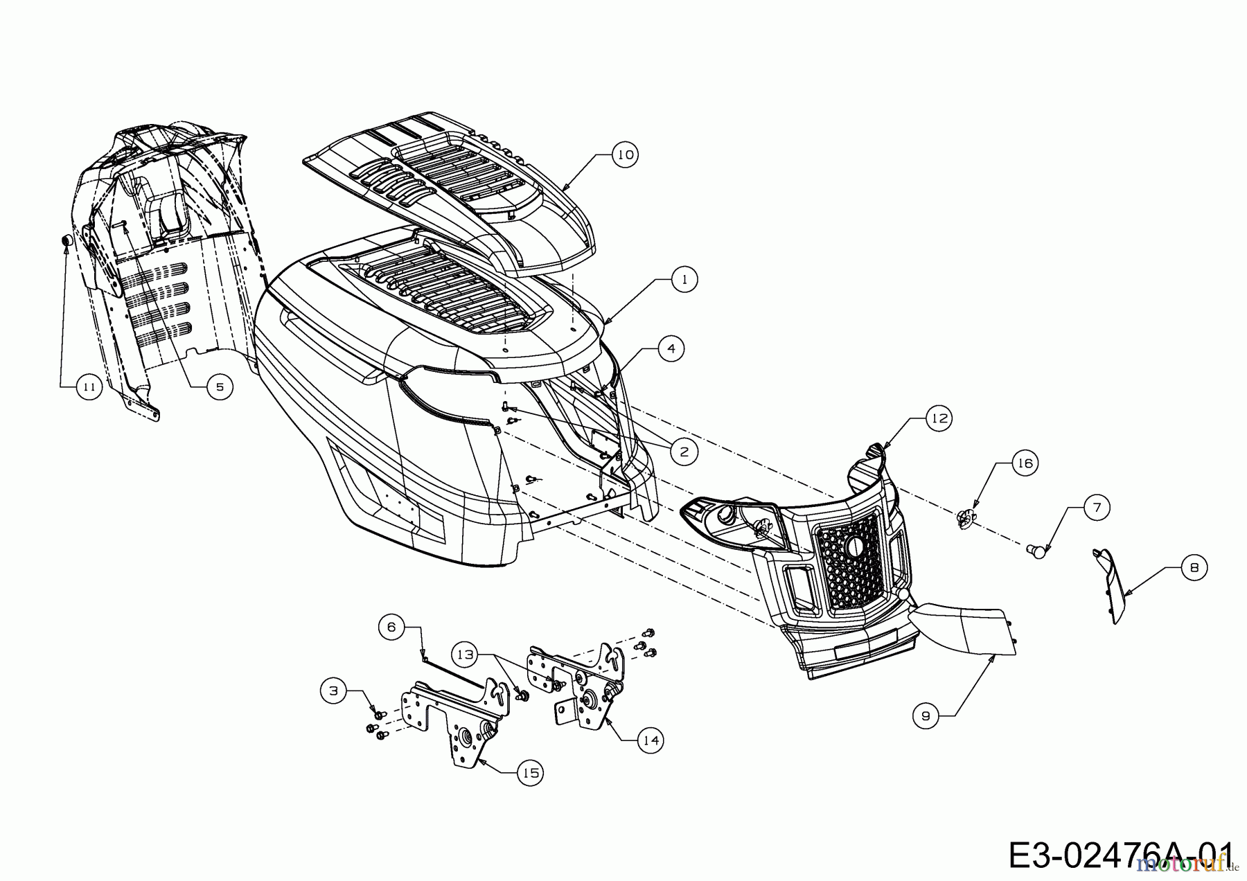  Verts Loisirs Rasentraktoren VL 96 13CH76KF617  (2014) Motorhaube K-Style