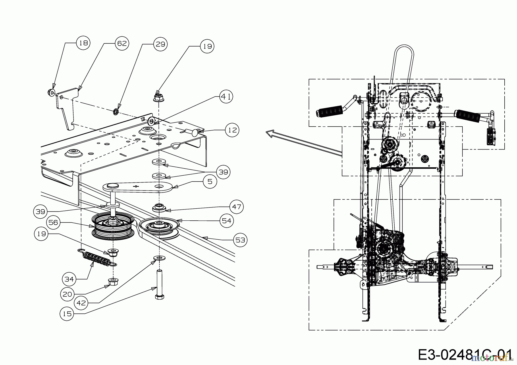  MTD Rasentraktoren LT 105 EXHK 13AG71KN682  (2018) Keilriemen Fahrantrieb, Spannrolle, Umlenkrolle