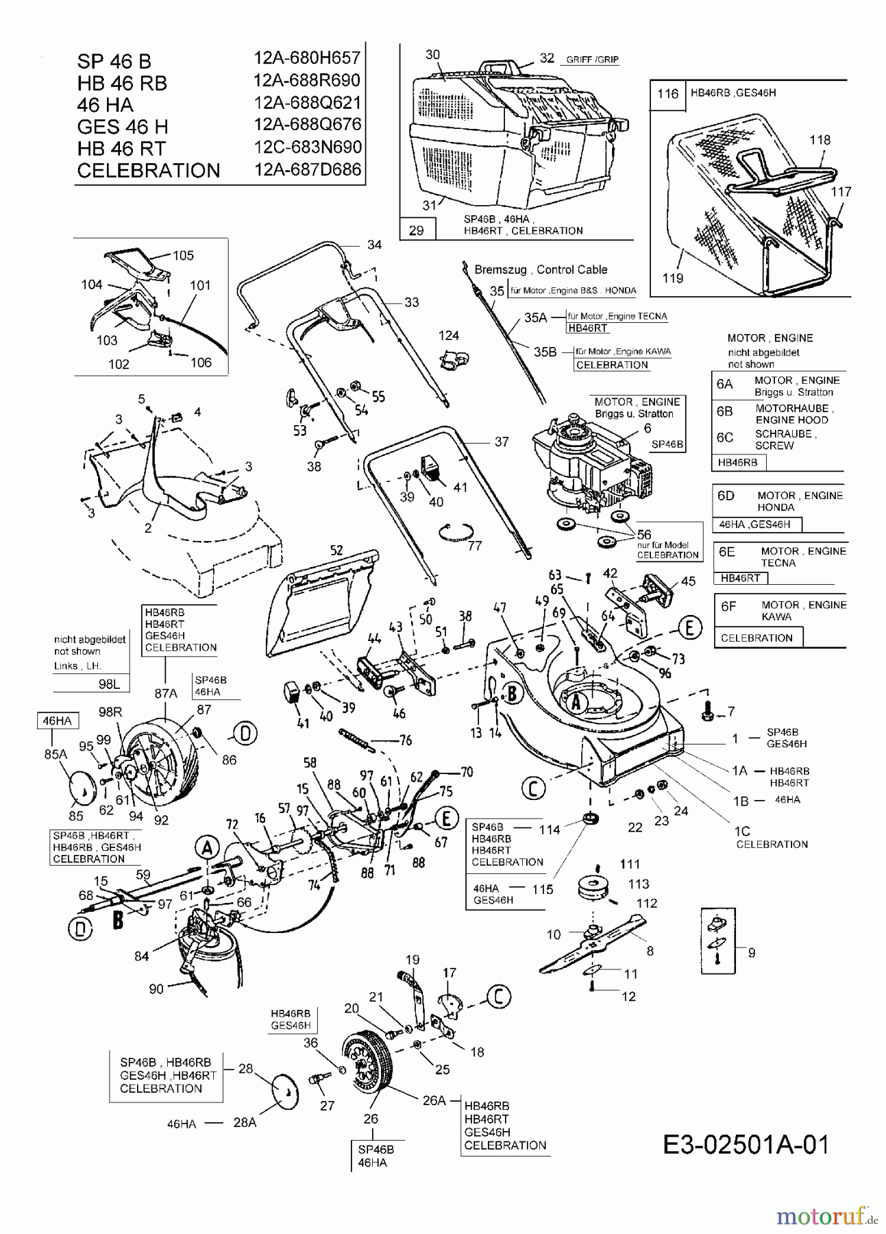  Mastercut Motormäher mit Antrieb SP 46 B 12A-680H657  (2005) Grundgerät
