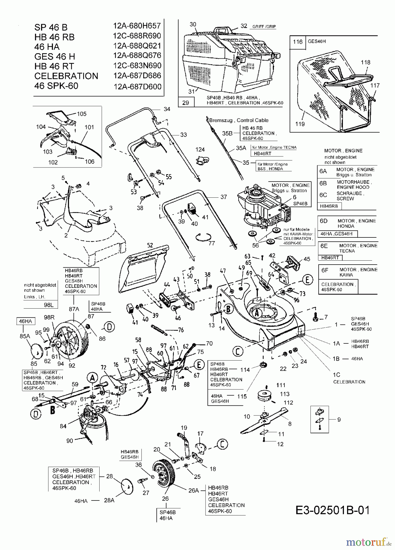  MTD Motormäher mit Antrieb 46 SPK-60 12A-687D600  (2007) Grundgerät