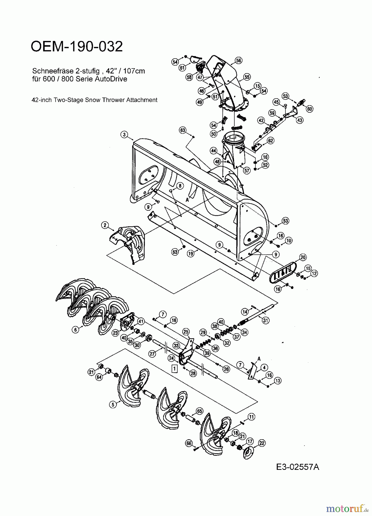  MTD Zubehör Zubehör Garten- und Rasentraktoren Schneefräsen für 450 Serie OEM-190-032  (2006) Fräsgehäuse, Schnecke, Schneckengetriebe
