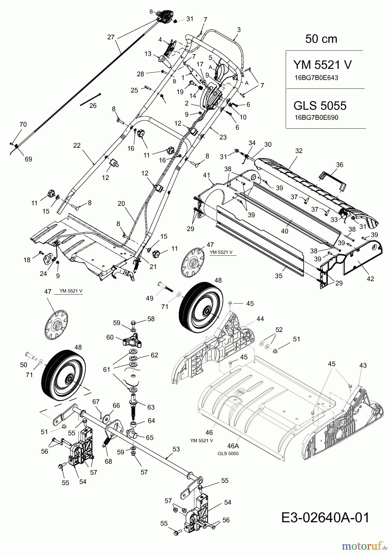  Gutbrod ältere Modelle Motorvertikutierer GLS 5055 16BG7B0E690  (2006) Holm,Gehäuse,Schnitthöhenverstellung