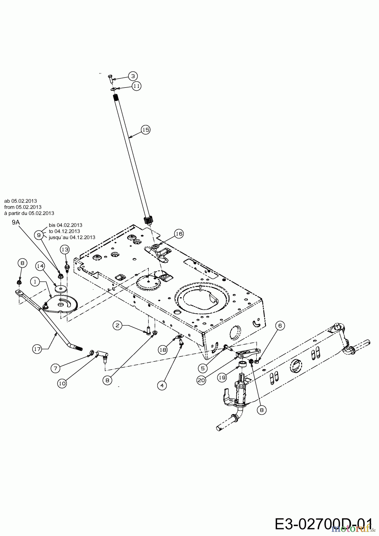  MTD Rasentraktoren Smart RF 125 13CH765F600  (2013) Lenkung