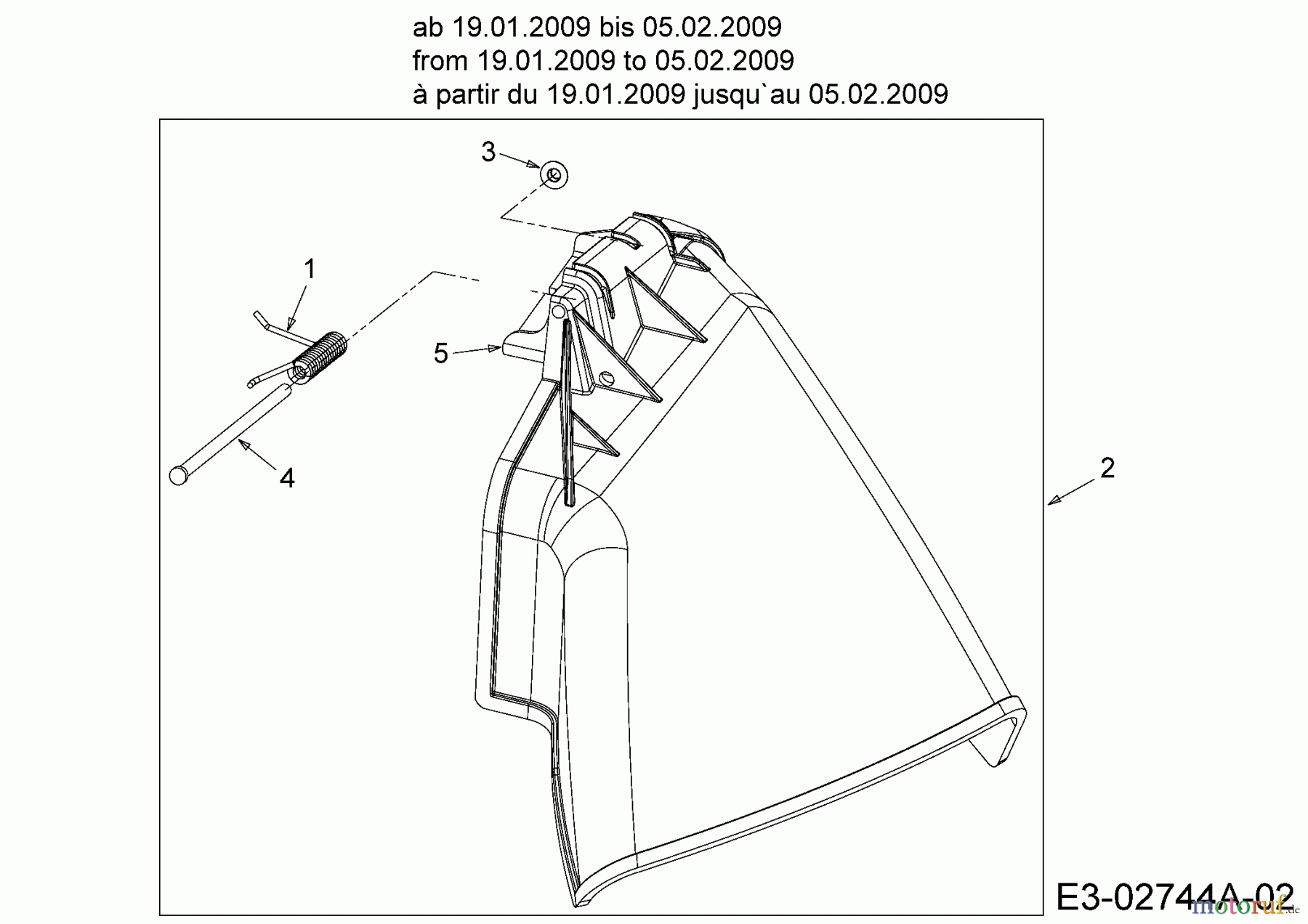  MTD Rasentraktoren LG 175 13AN773G600  (2009) Deflektor ab 19.01.2009 bis 05.02.2009