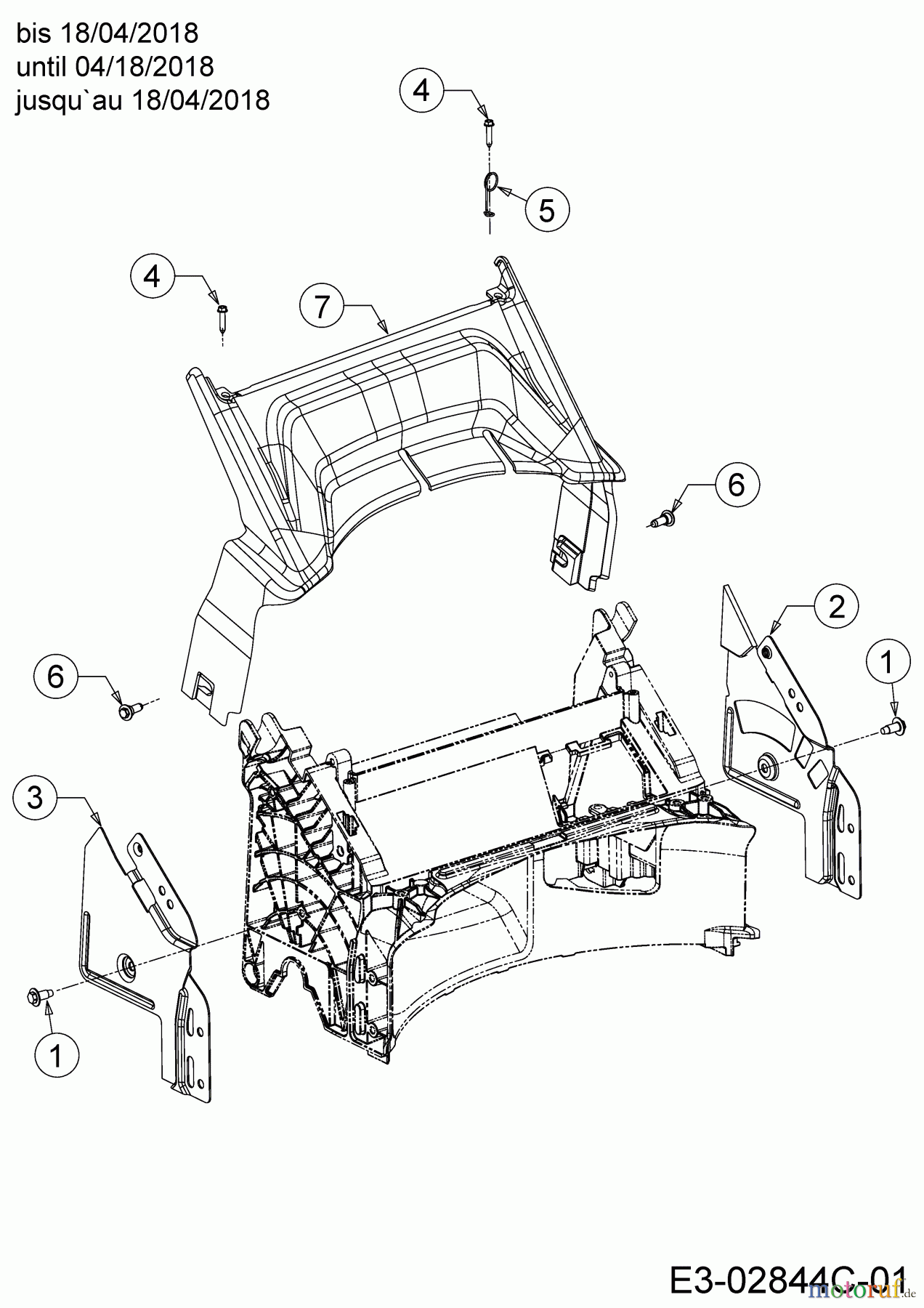  Cub Cadet Motormäher mit Antrieb LM2 DR46ES 12BCTQS7603  (2018) Abdeckung hinten bis 18/04/2018