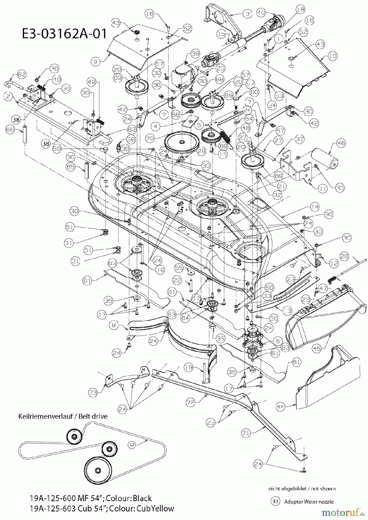  MTD Zubehör Zubehör Garten- und Rasentraktoren Mähwerke für 3000 SD Serie, Mähwerk 54