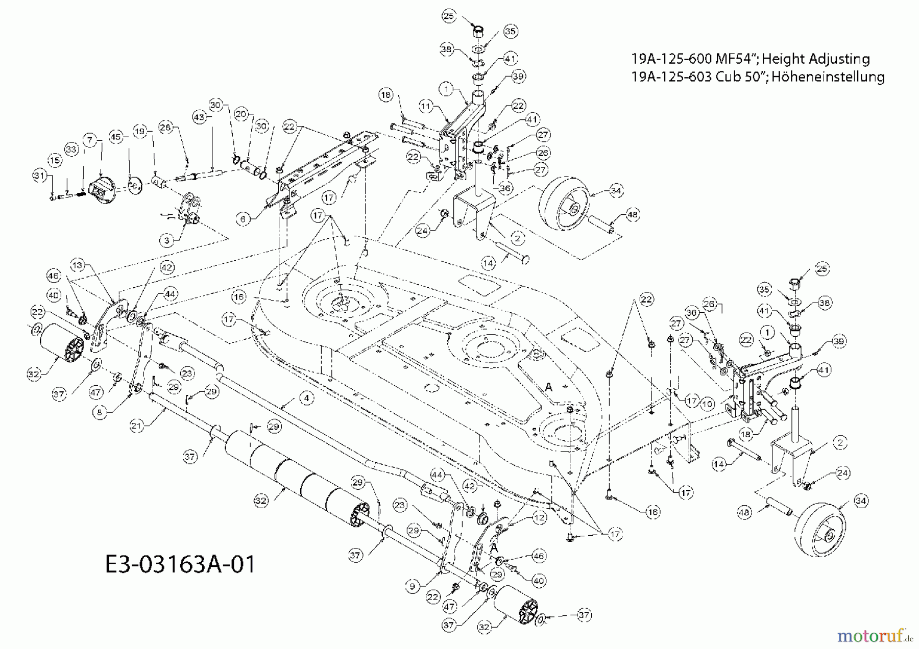  MTD Zubehör Zubehör Garten- und Rasentraktoren Mähwerke für 3000 SD Serie, Mähwerk 54