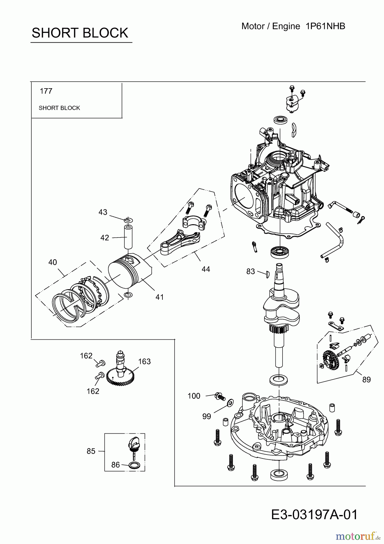  MTD-Motoren MTD vertikal 1 P 61 NHB 752Z1P61NHB  (2014) Short Block