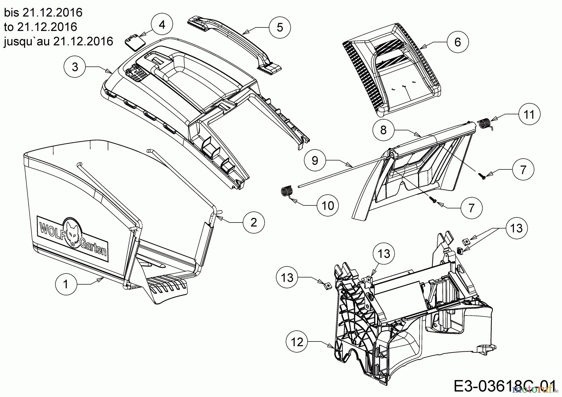  Wolf-Garten Motormäher mit Antrieb A 460 AHVHW 12AQTVCQ650  (2017) Grasfangsack, Heckklappe, Leitstück hinten bis 21.12.2016