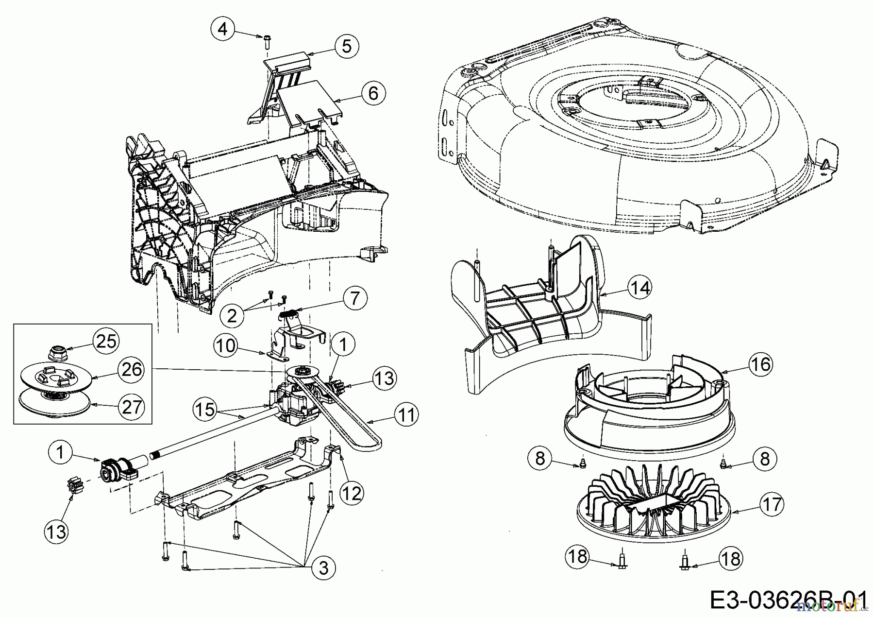  Wolf-Garten Motormäher mit Antrieb A 460 AHVHW 12AQTVCQ650  (2016) Getriebe, Keilriemen