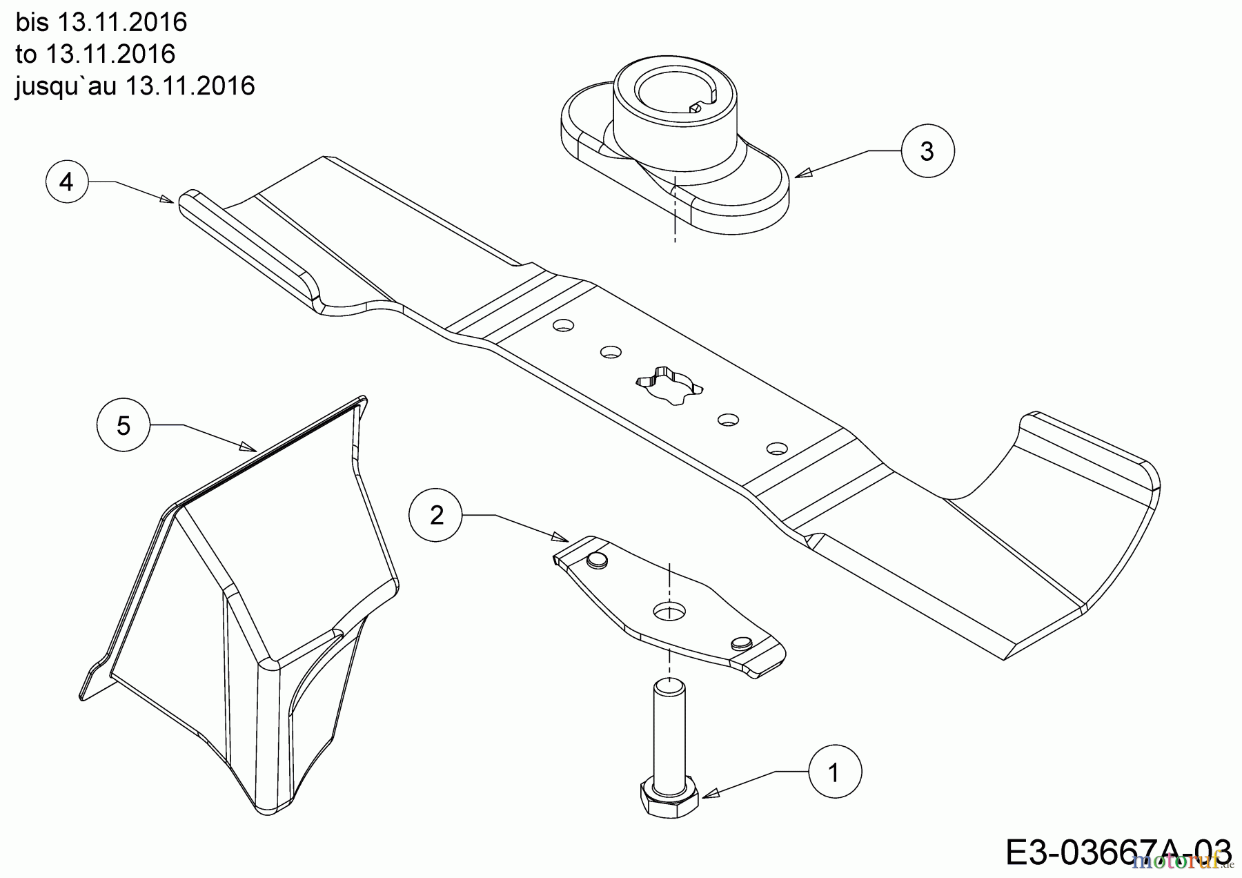  Mr.Gardener Motormäher HW 42 B 11A-LL5B629  (2017) Messer, Messeraufnahme bis 13.11.2016