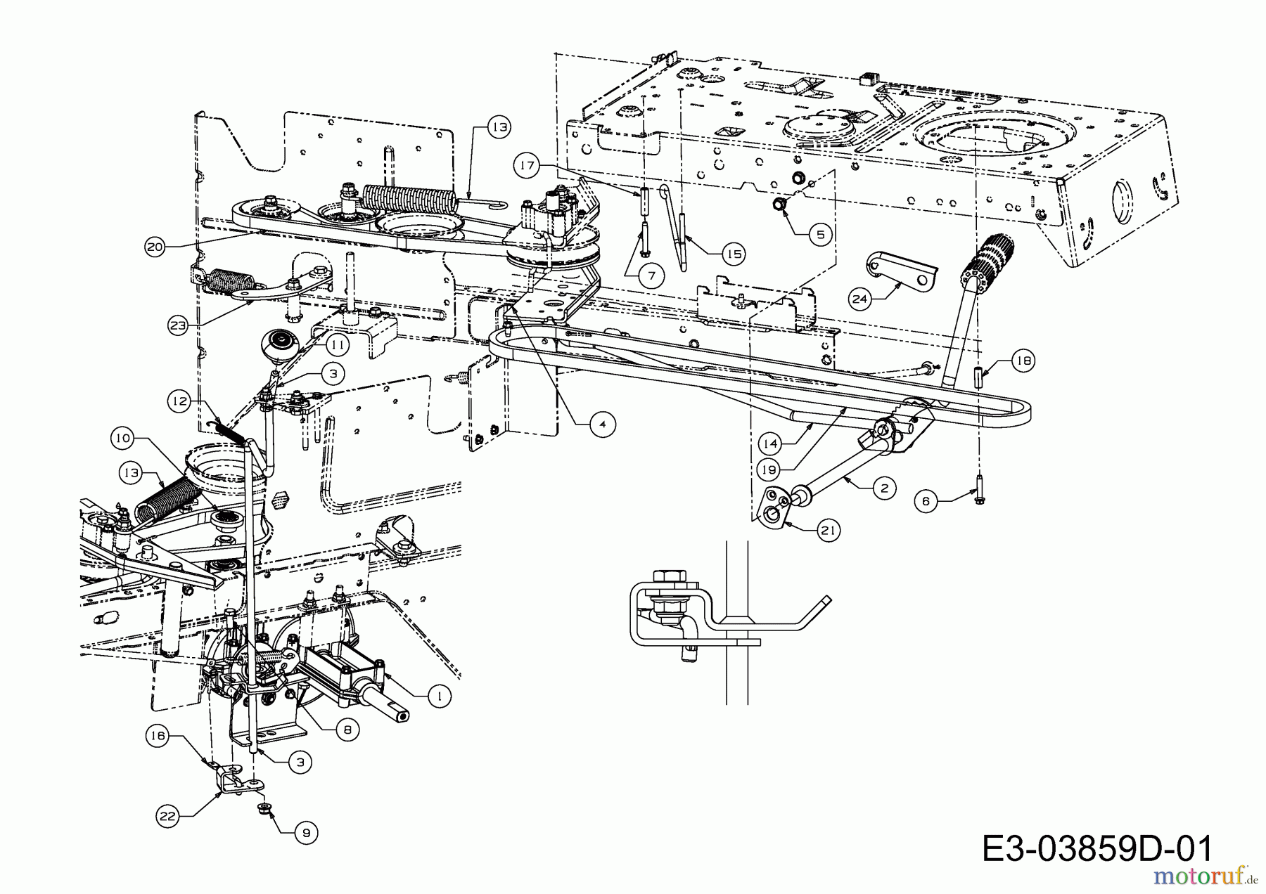  MTD Rasentraktoren LE 130 13RH763E600  (2012) Fahrantrieb, Pedal, Schalthebel