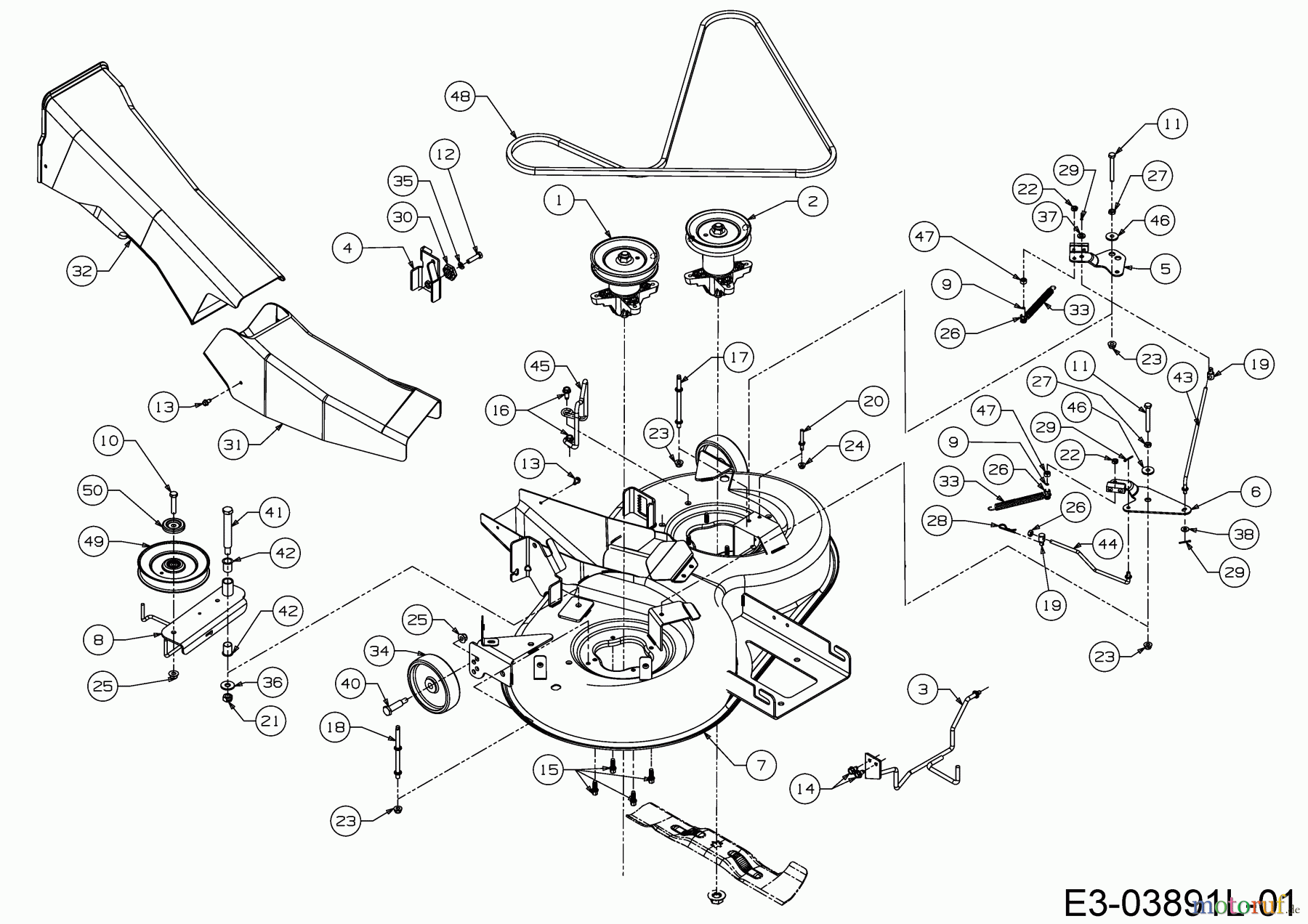  Gartenland Rasentraktoren GL 13.5/92 T 13AH77KE640  (2018) Mähwerk E (36