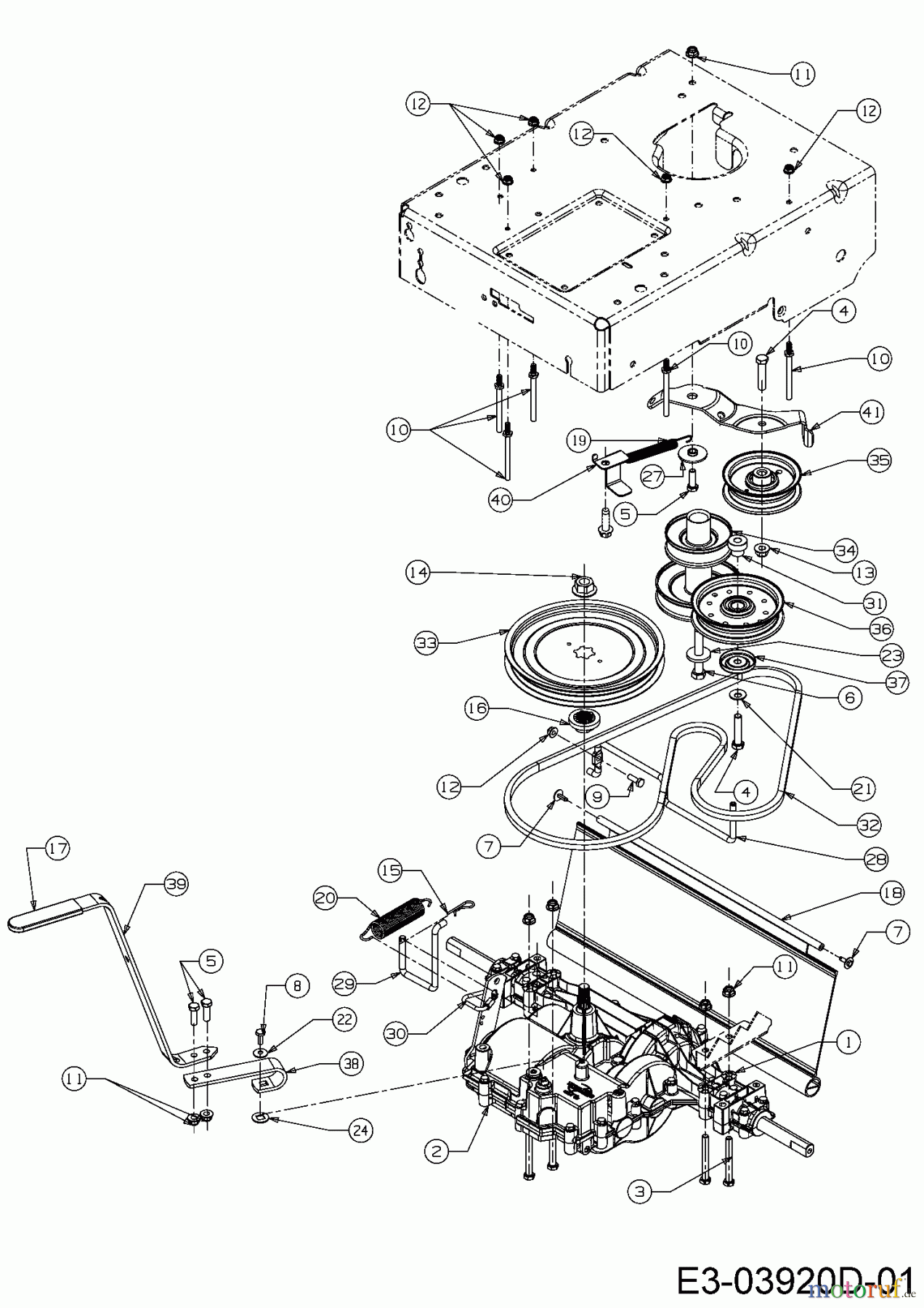  Cub Cadet Motormäher mit Antrieb Wide Cut E 12AE764U603  (2016) Getriebe, Motorkeilriemenscheibe