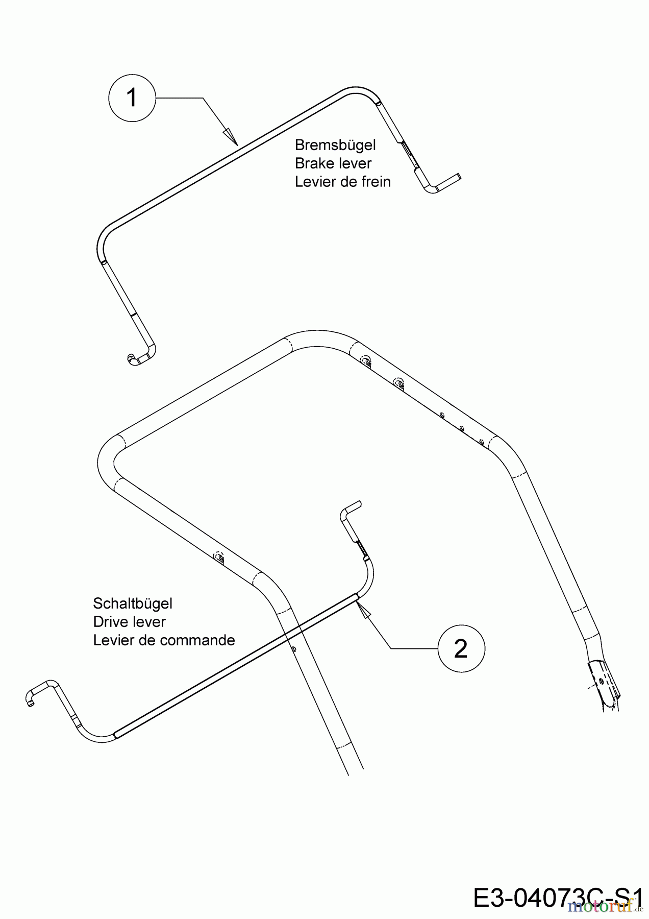  Wolf-Garten Motormäher mit Antrieb WA 460 AHW 12C-TV5E650  (2018) Bremsbügel, Schaltbügel