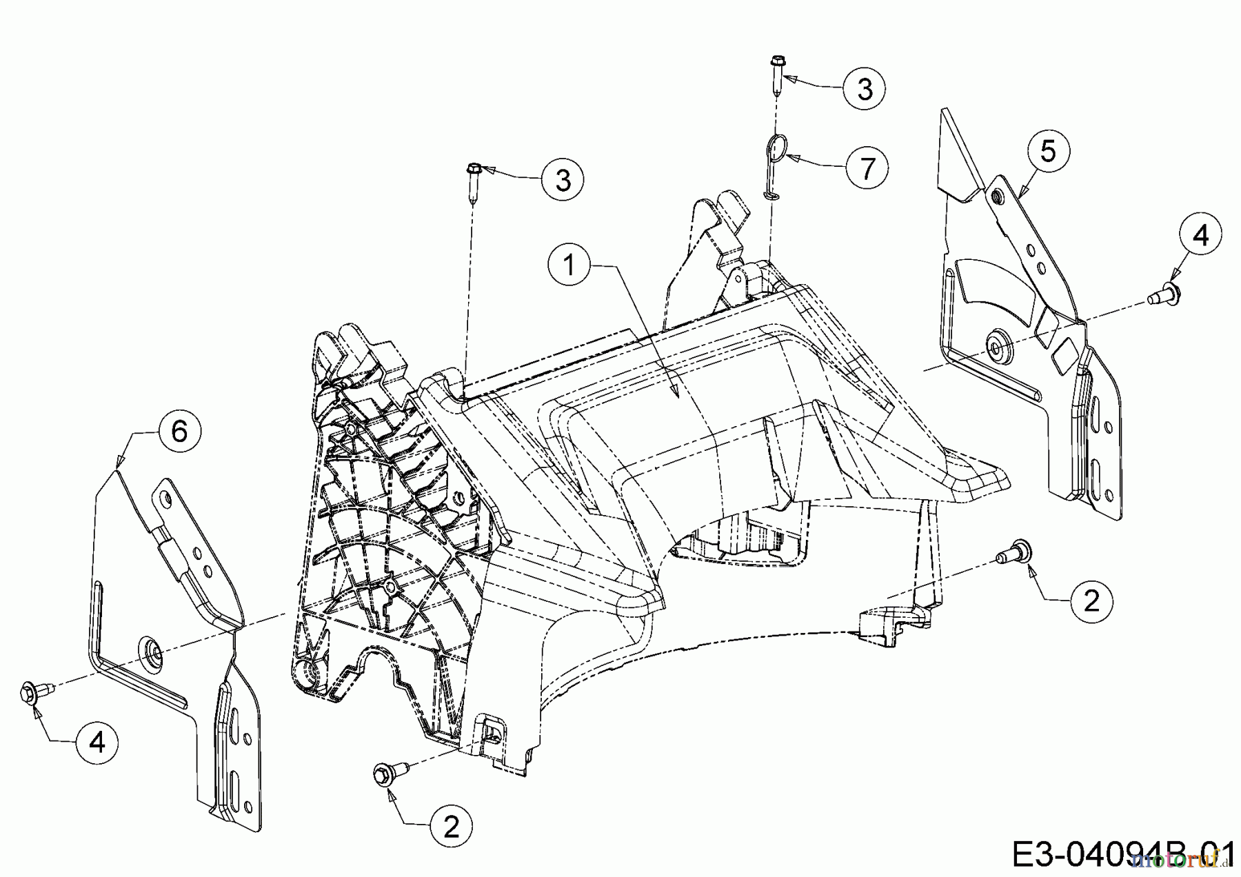  Wolf-Garten Motormäher mit Antrieb A 530 AVHW 12AQPV6K650  (2016) Abdeckung hinten, Holmbraketten