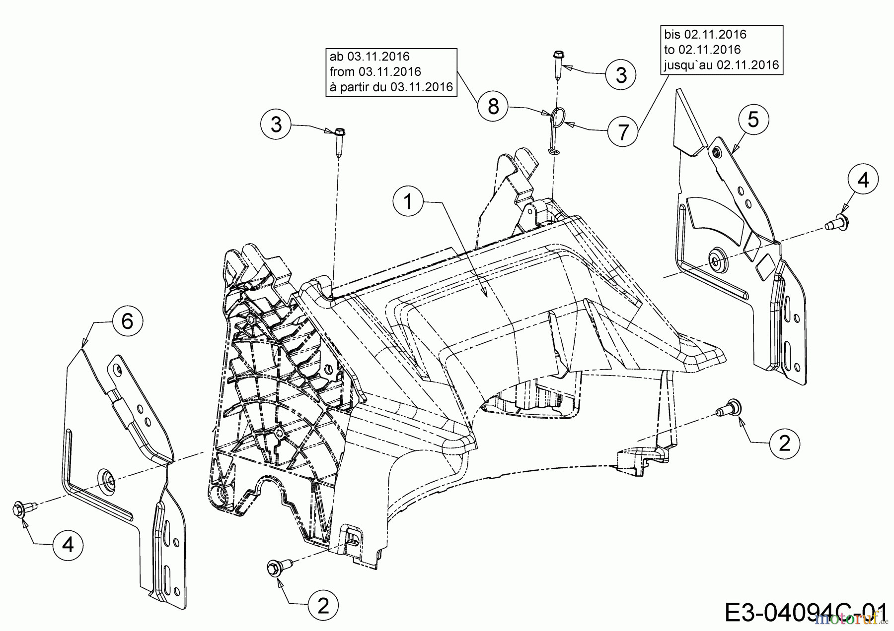  Wolf-Garten Motormäher mit Antrieb A 530 AVHW 12AQPV8T650  (2017) Abdeckung hinten, Holmbraketten