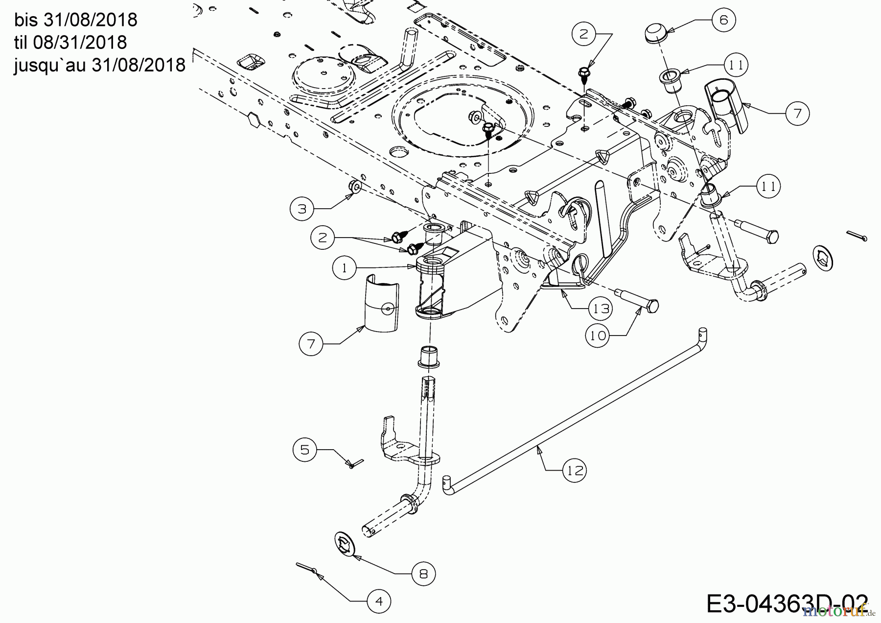  Helington Rasentraktoren H 92 T 13I276KE686  (2018) Vorderachse bis 31/08/2018