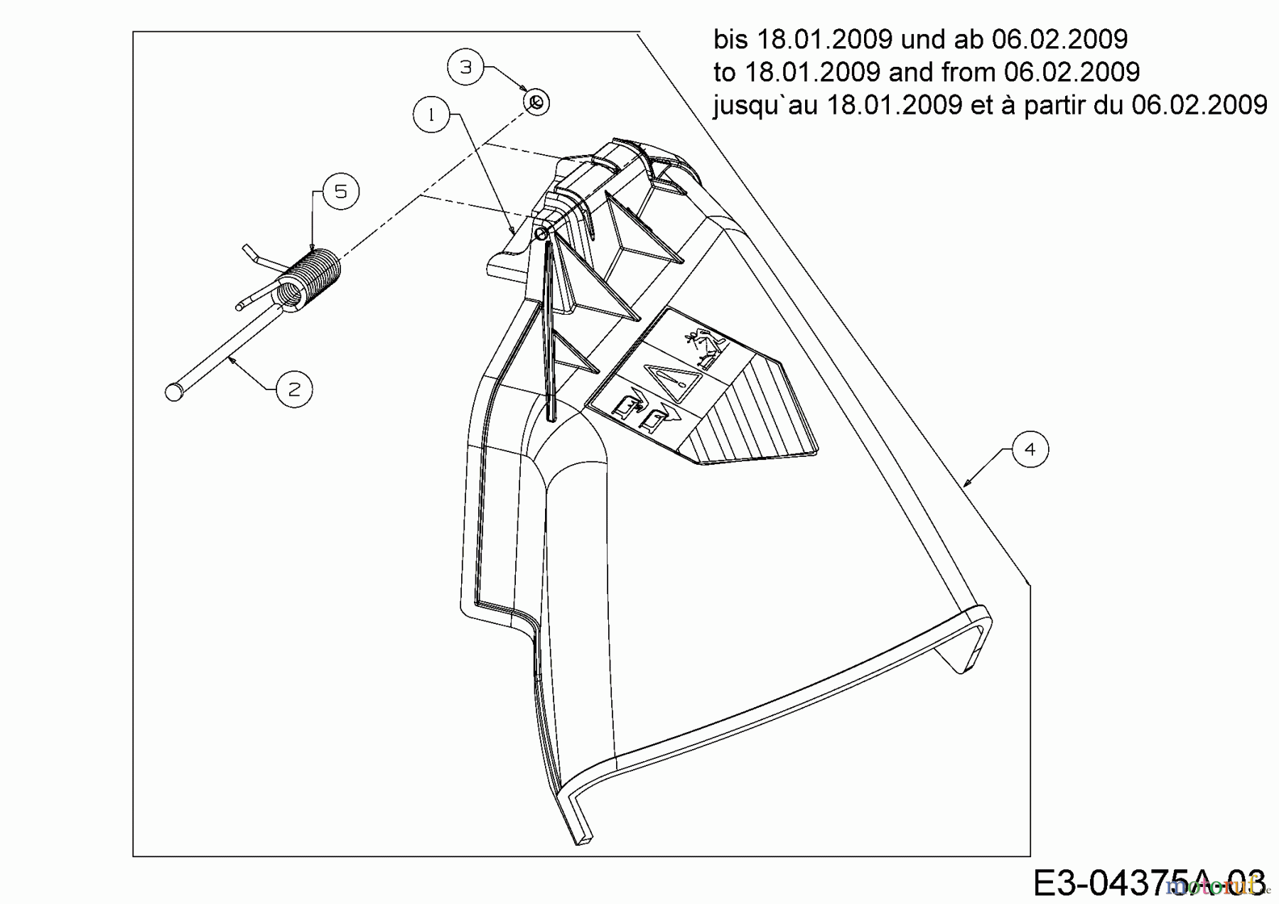  Bolens Rasentraktoren BL 175/107 T 13AN775G684  (2009) Deflektor bis 18.01.2009 und ab 06.02.2009