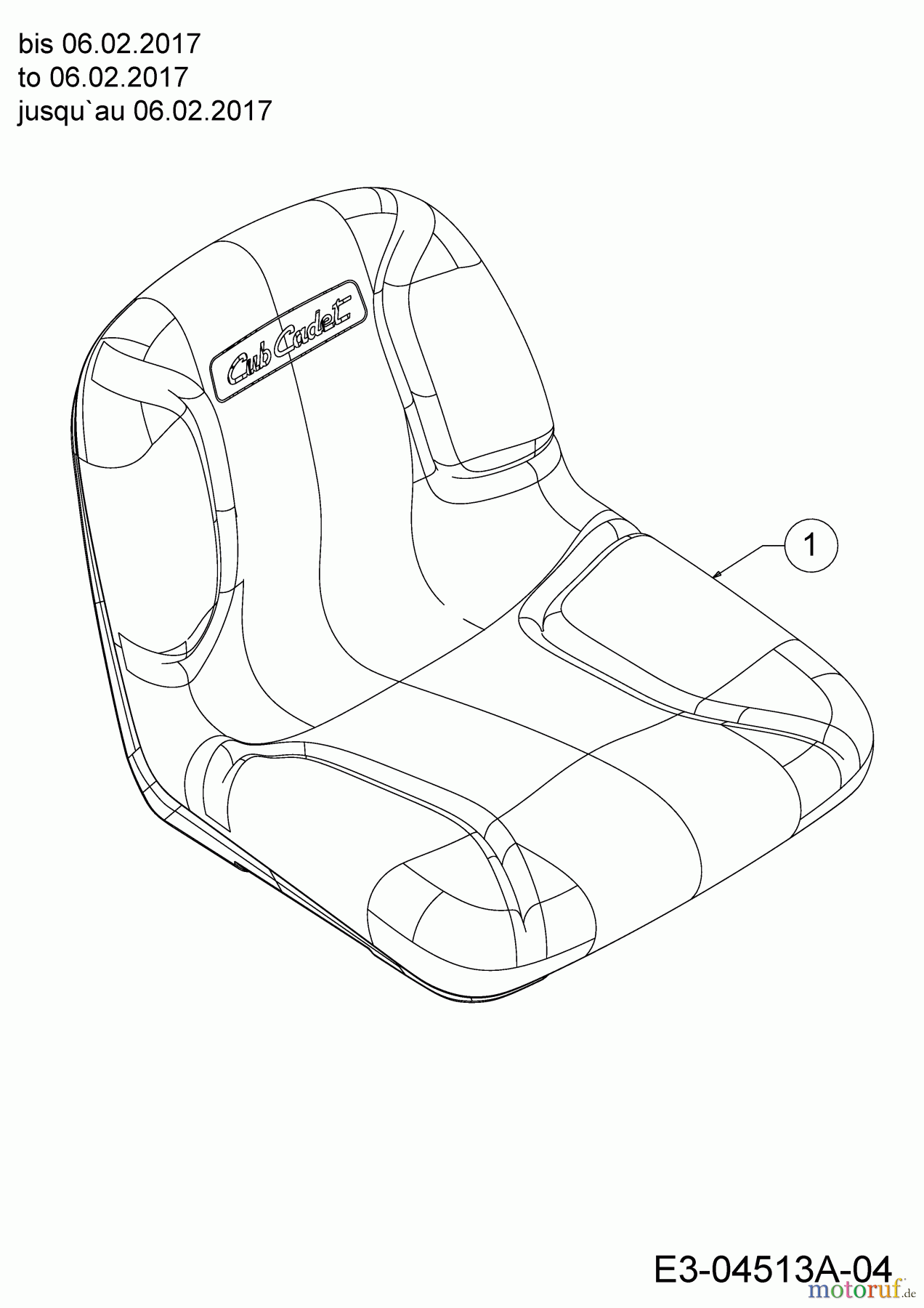  Cub Cadet Rasentraktoren XT2 QR106 13AQA1CR330  (2017) Sitz bis 06.02.2017