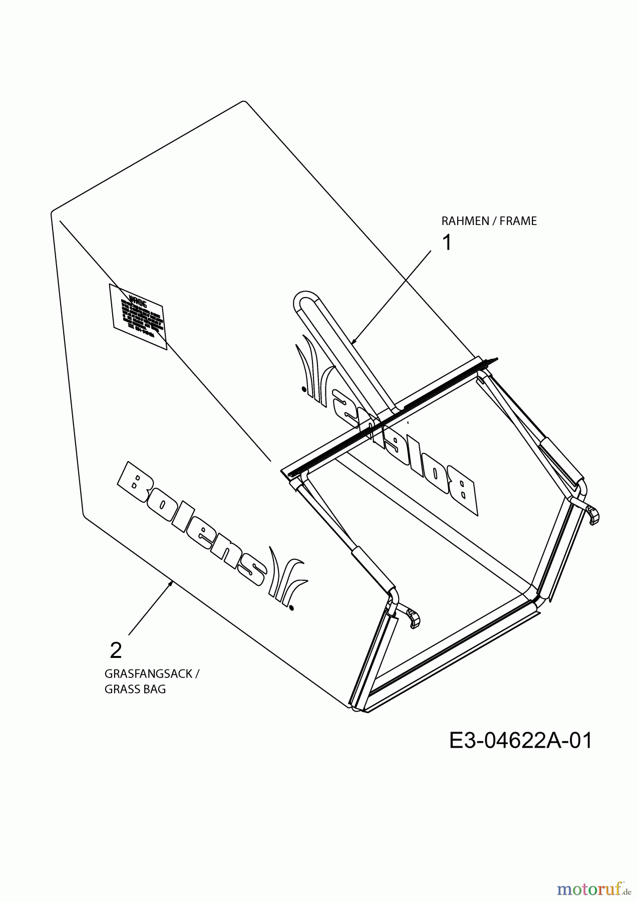  Bolens ältere Modelle Motormäher mit Antrieb BL 5053 SPHW 12A-85M1684  (2009) Grasfangsack