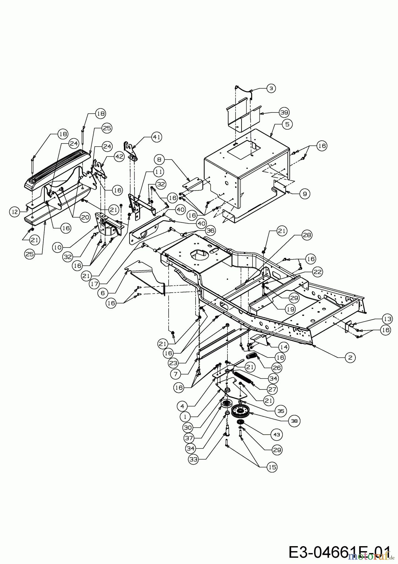  Cub Cadet Zero Turn FMZ 50 17CI4BFP603  (2014) Rahmen, Spannrolle Fahrantrieb