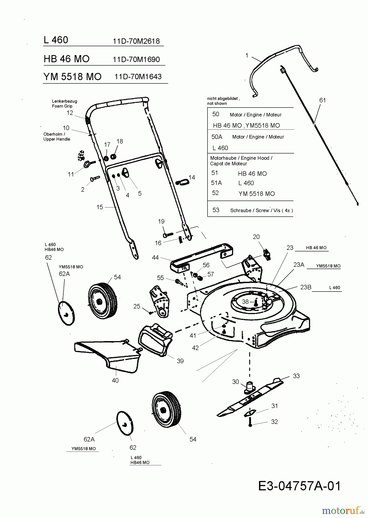  Yard-Man ältere Modelle Motormäher YM 5518 MO 11D-70M1643  (2009) Grundgerät