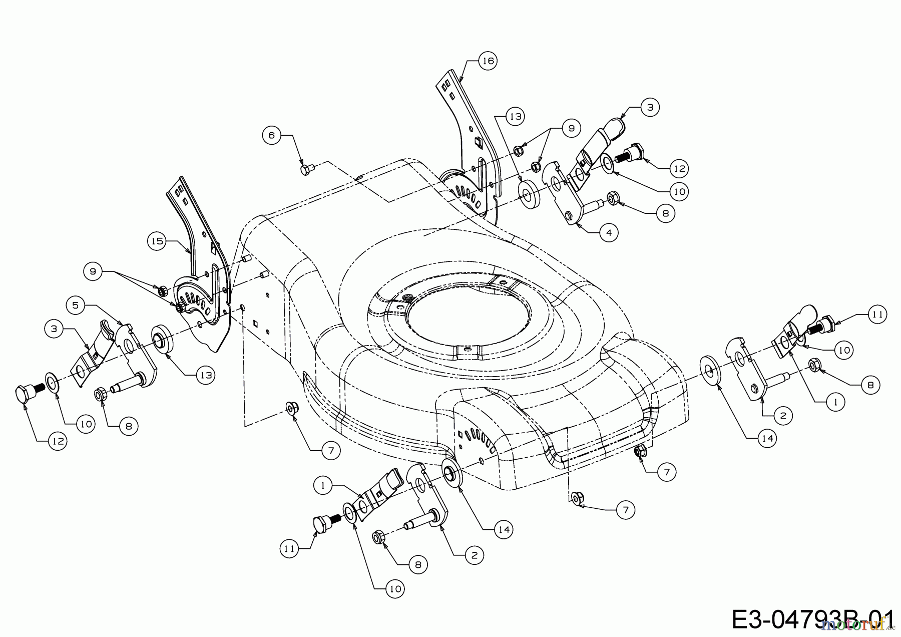  MTD Motormäher 46 B 11A-J15B600  (2017) Achsen, Höhenverstellung