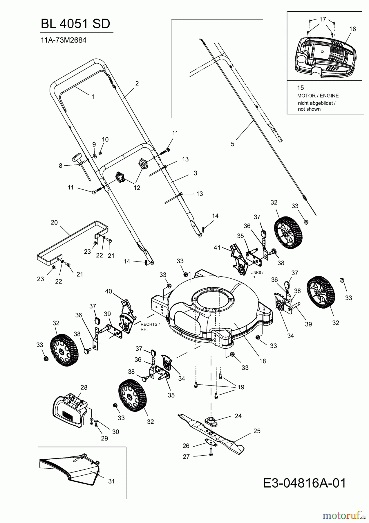  Bolens ältere Modelle Motormäher BL 4051 SD 11A-73M2684  (2009) Grundgerät