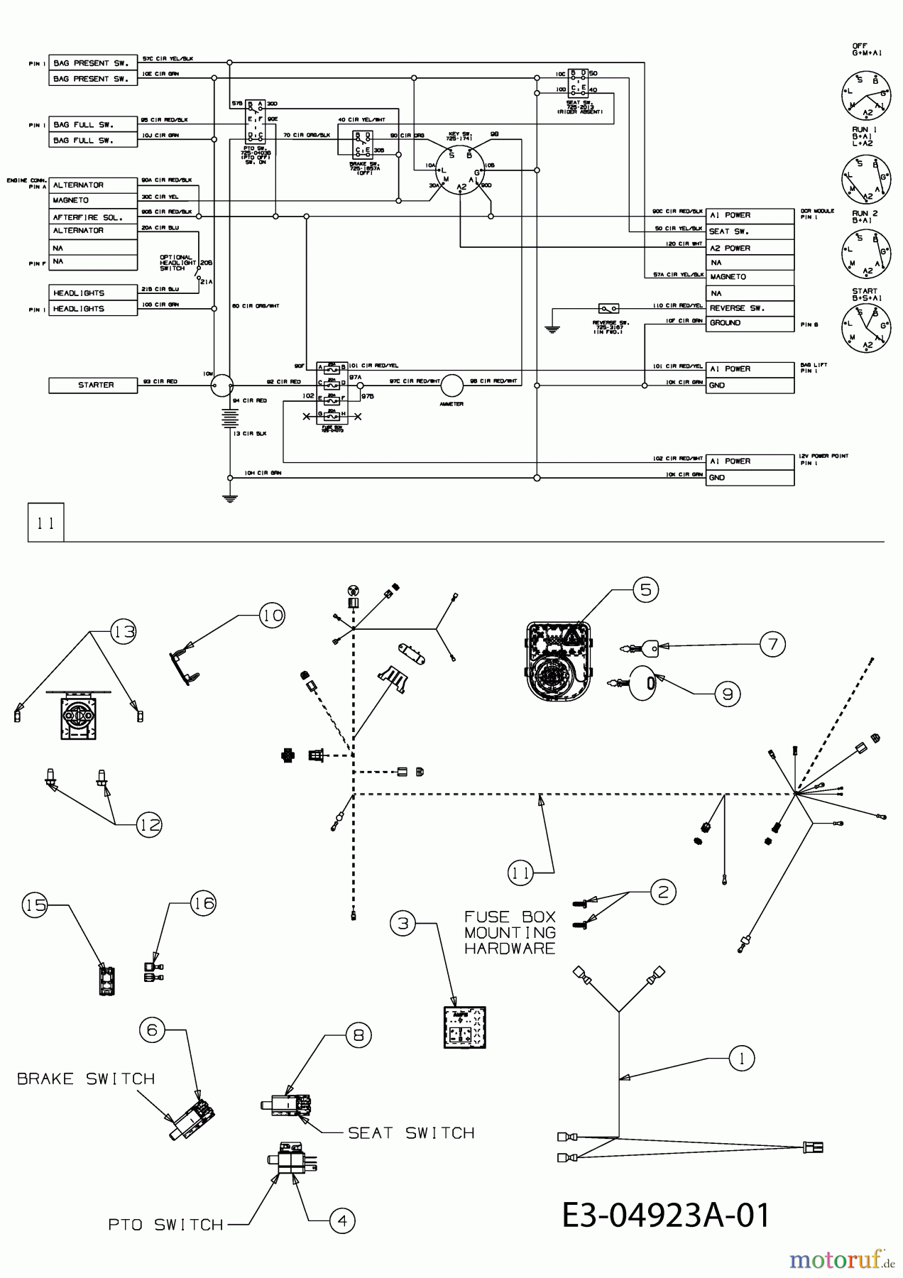  Massey Ferguson Rasentraktoren MF 36-22 HG 13CF51CI695  (2011) Elektroteile, Schaltplan