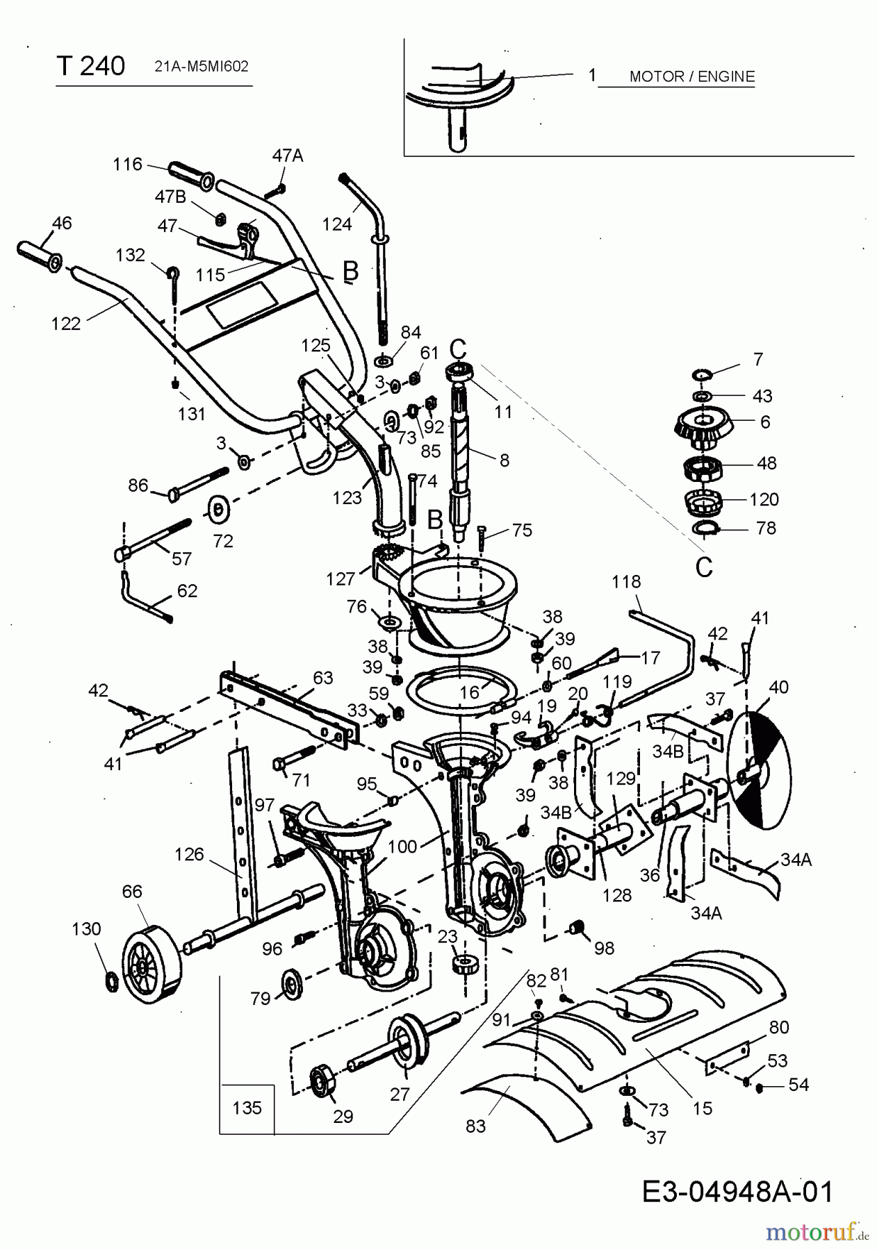  MTD ältere Modelle Motorhacken T/240 21A-M5MI602  (2009) Grundgerät