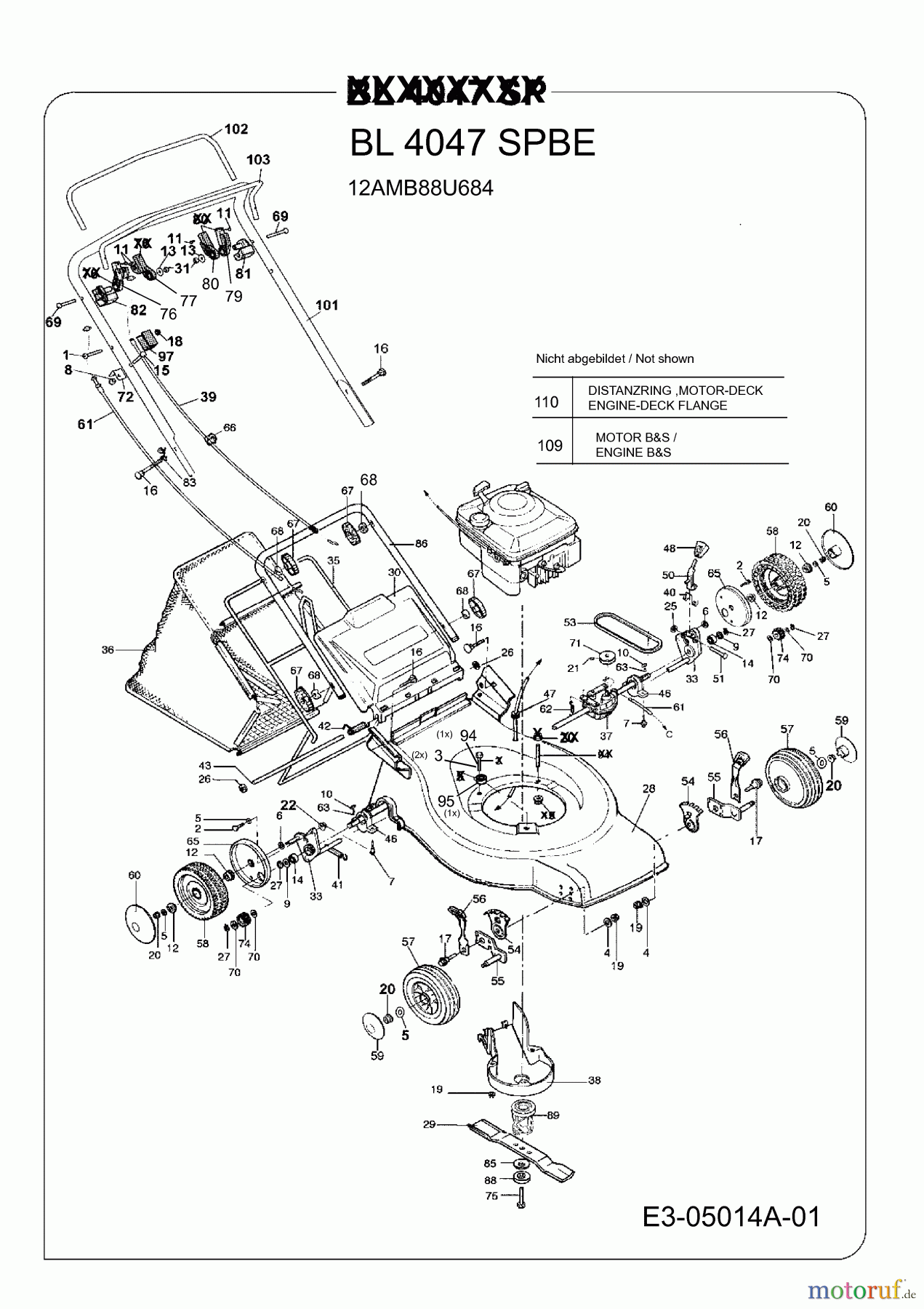  Bolens Motormäher mit Antrieb BL 4047 SPBE 12AMB88U684  (2009) Grundgerät