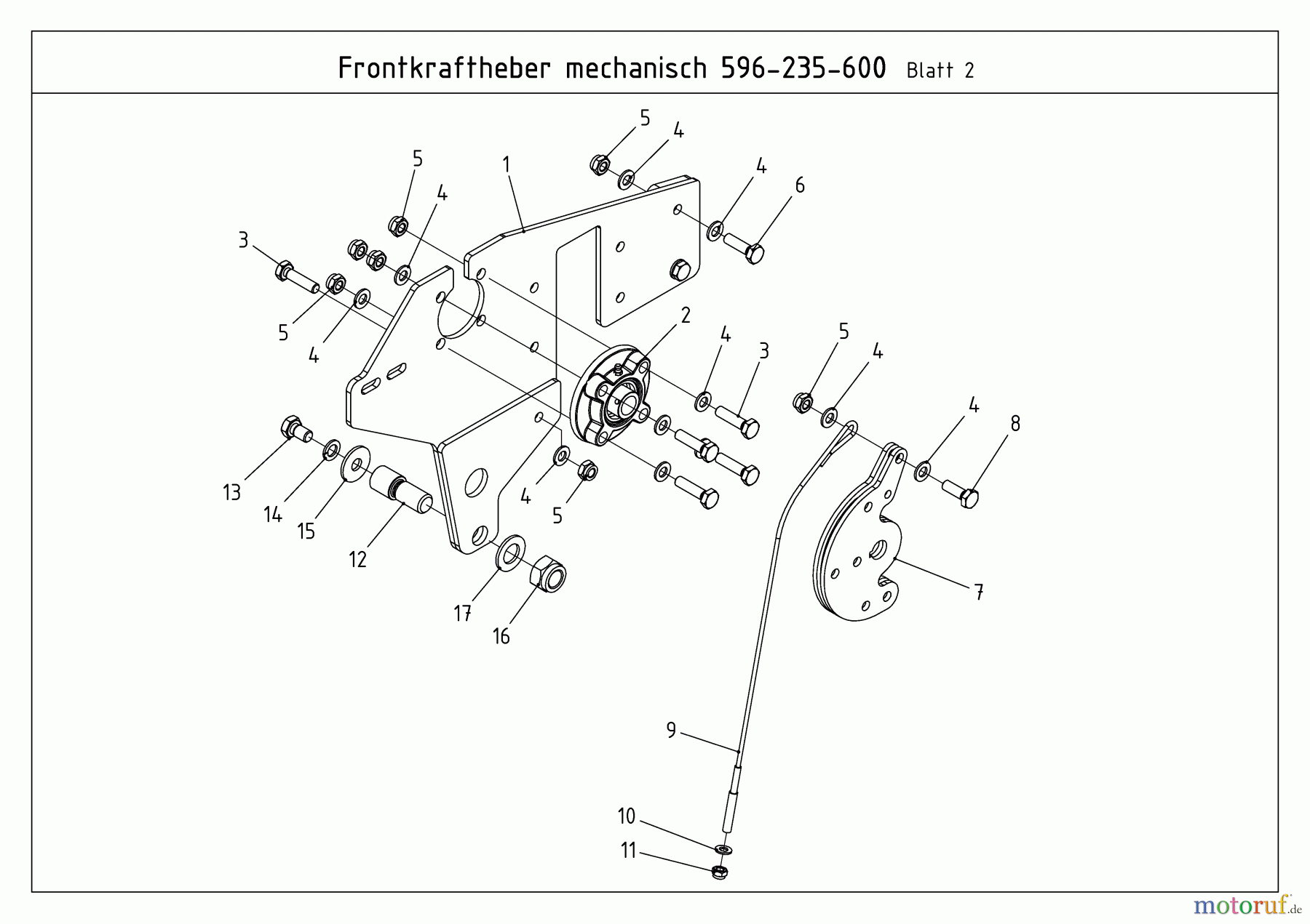  MTD Zubehör Zubehör Kompakttraktoren Frontkuppeldreieck für CC 2000/3000 RD Serie, mechanisch 596-235-600  (2011) Träger links