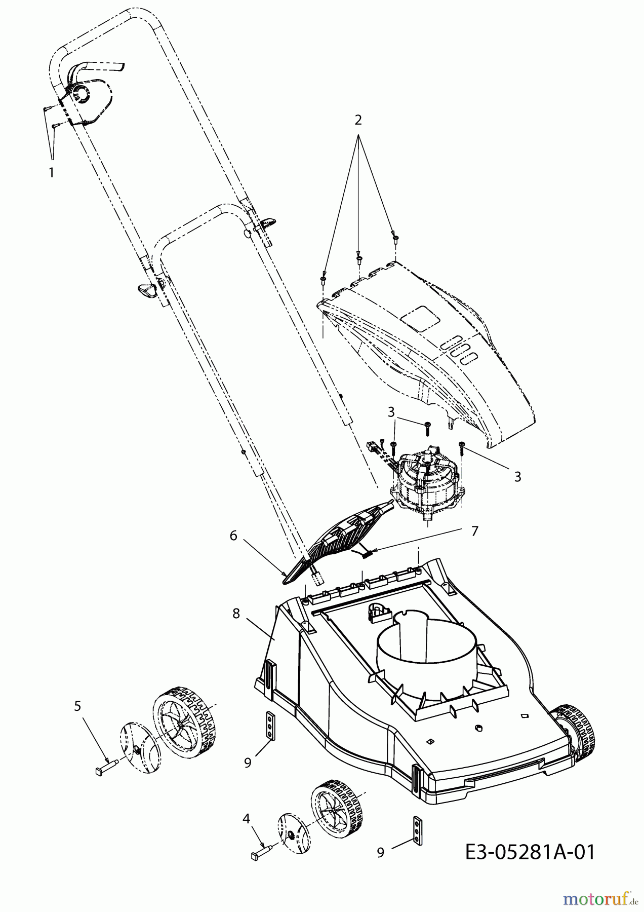  Mastercut ältere Modelle Elektromäher E 380 18C-S0J-659  (2010) Heckklappe, Mähwerksgehäuse