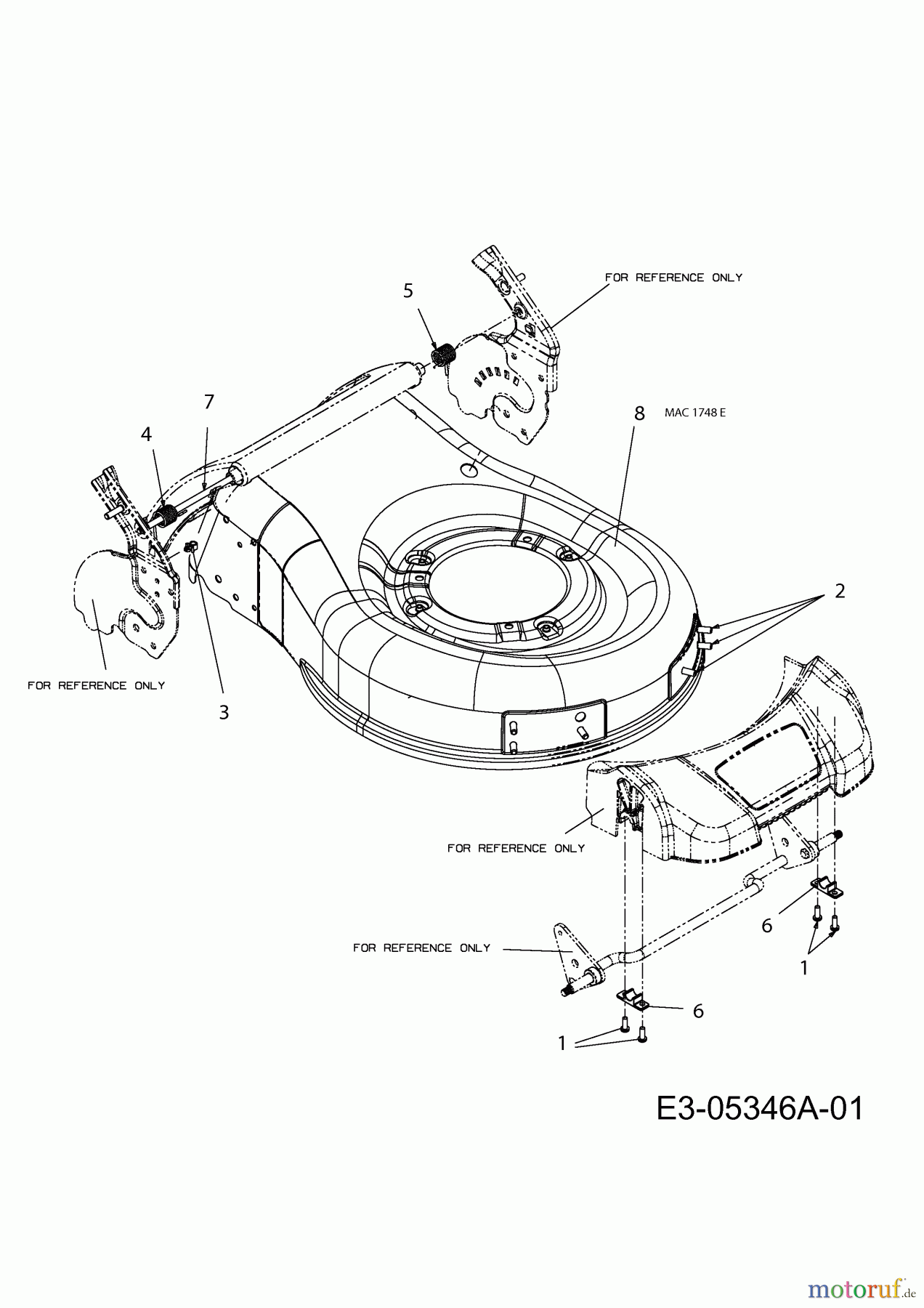  Mac Allister Elektromäher 1748 E 18A-16K-668  (2010) Mähwerksgehäuse, Stange für Heckklappe