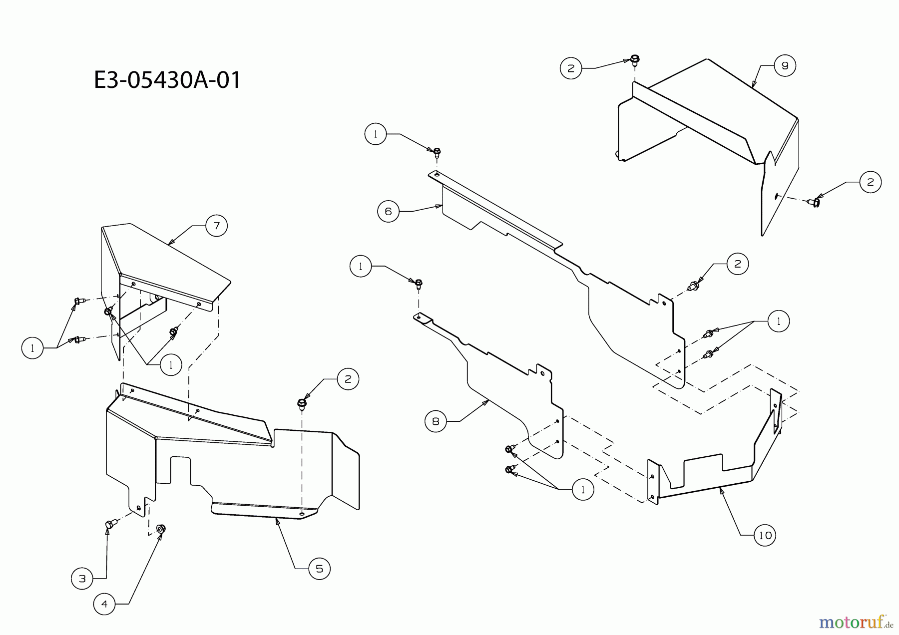  Gutbrod ältere Modelle Rasentraktoren GLX 92 RA 13DD50GE490  (2010) Abdeckungen Mähwerk E