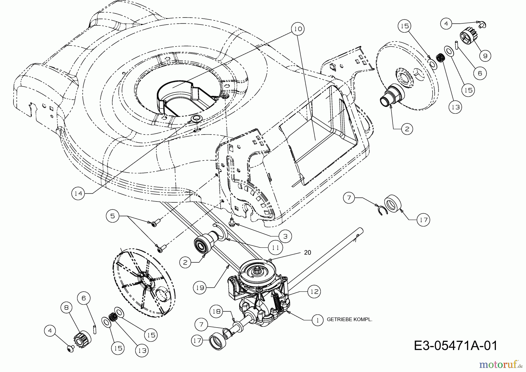  MTD Motormäher mit Antrieb 46 SPBE 12EEJ58U600  (2011) Getriebe