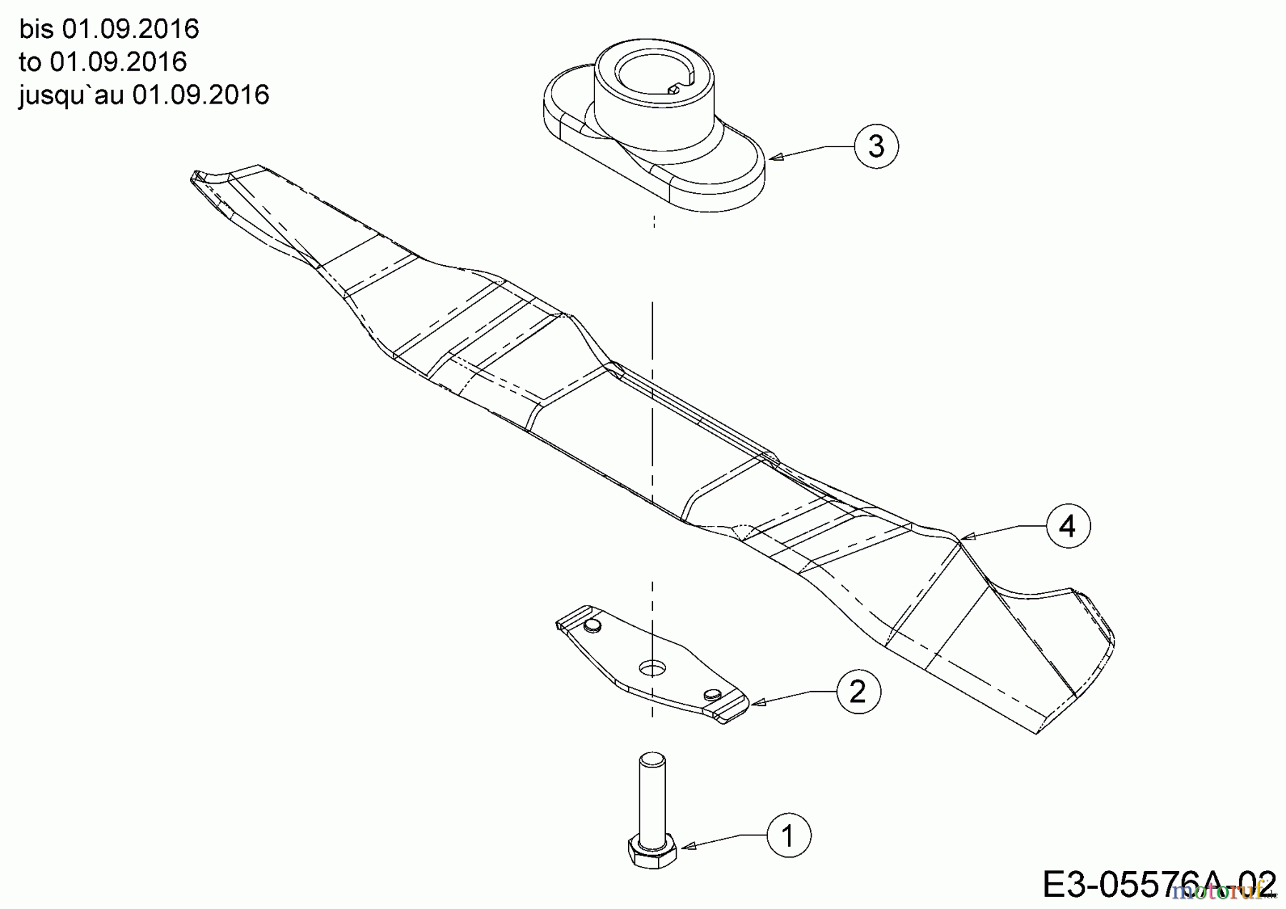  Mastercut Motormäher MC 46 PO 11A-J1M8659  (2016) Messer, Messeraufnahme bis 01.09.2016