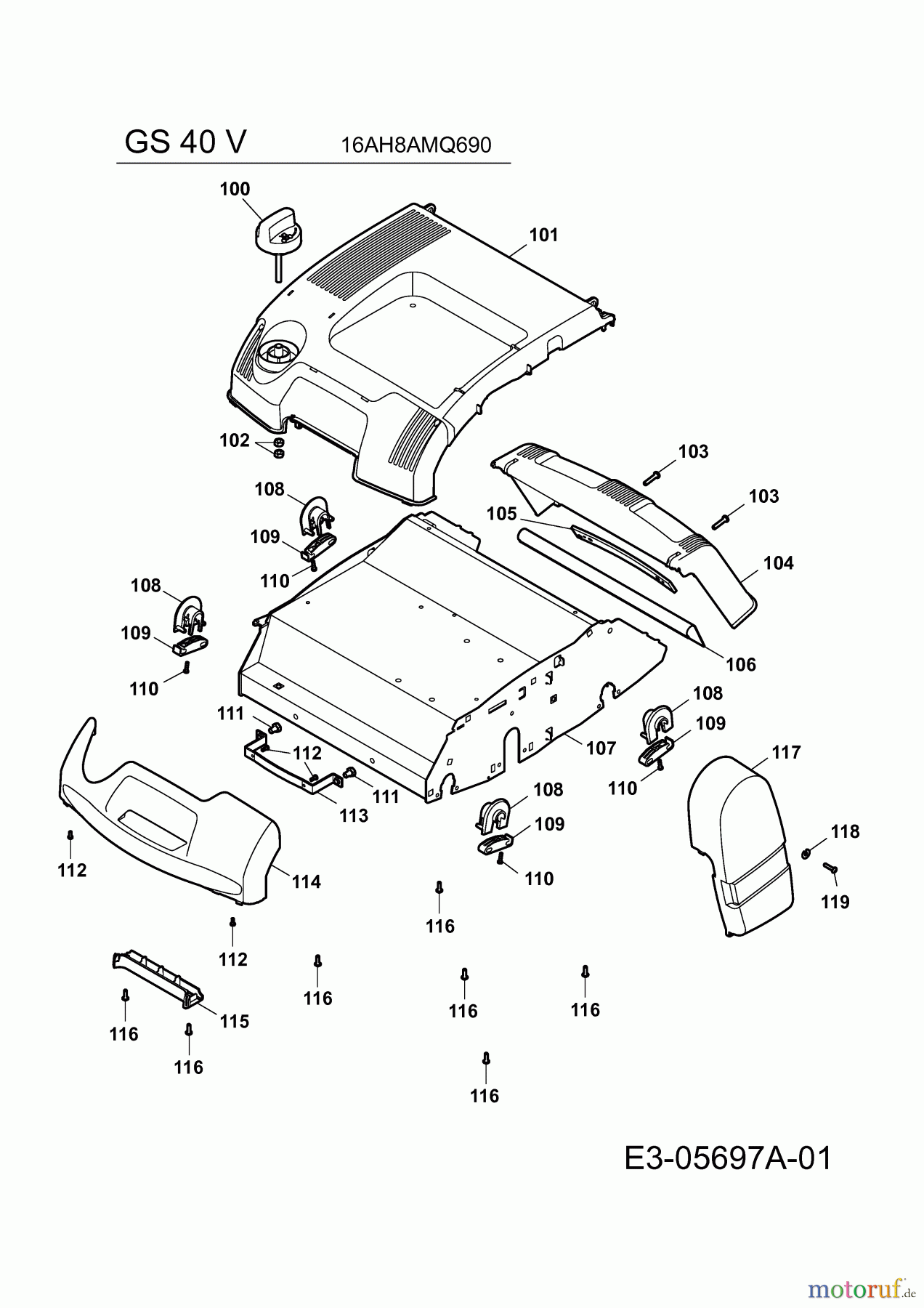  Gutbrod ältere Modelle Motorvertikutierer GS 40 V 16AH8AMQ690  (2010) Vertikutierergehäuse